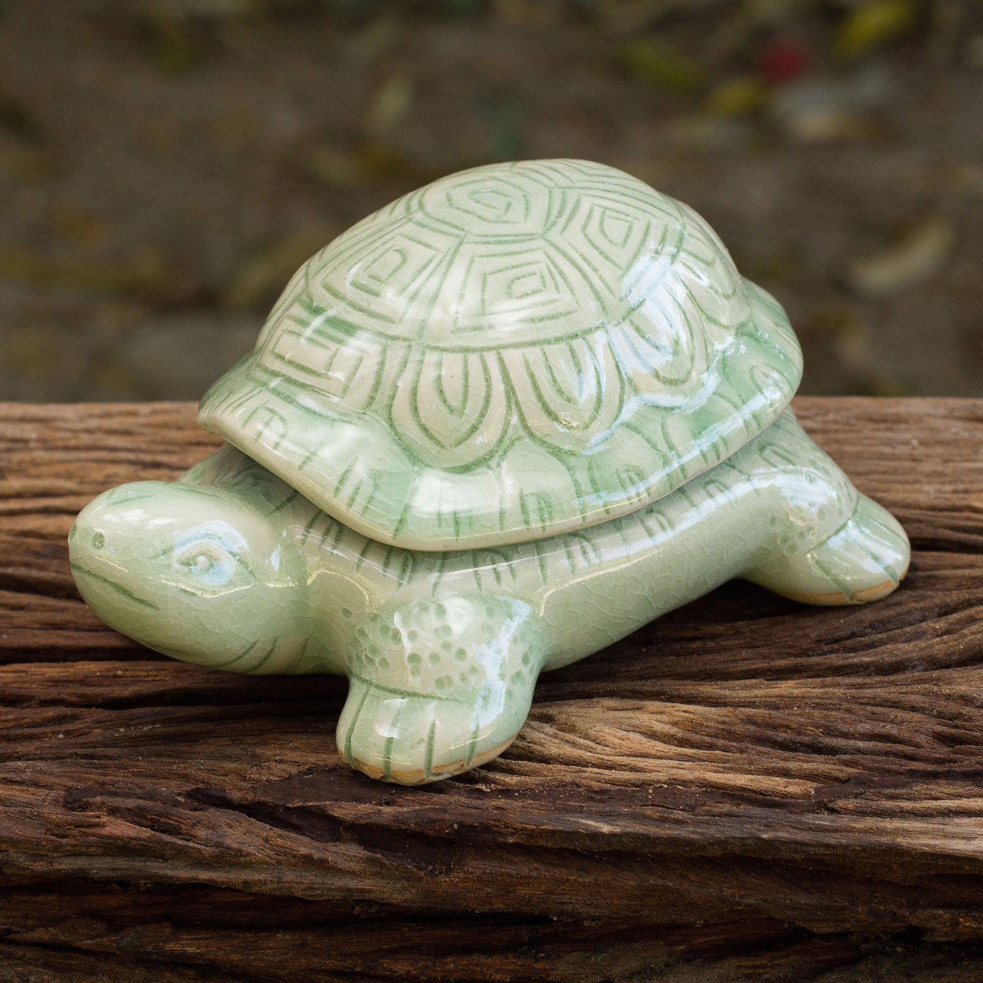 Premium Handcrafted Green Thai Celadon Turtle Box – Ultimate Decorative Storage
