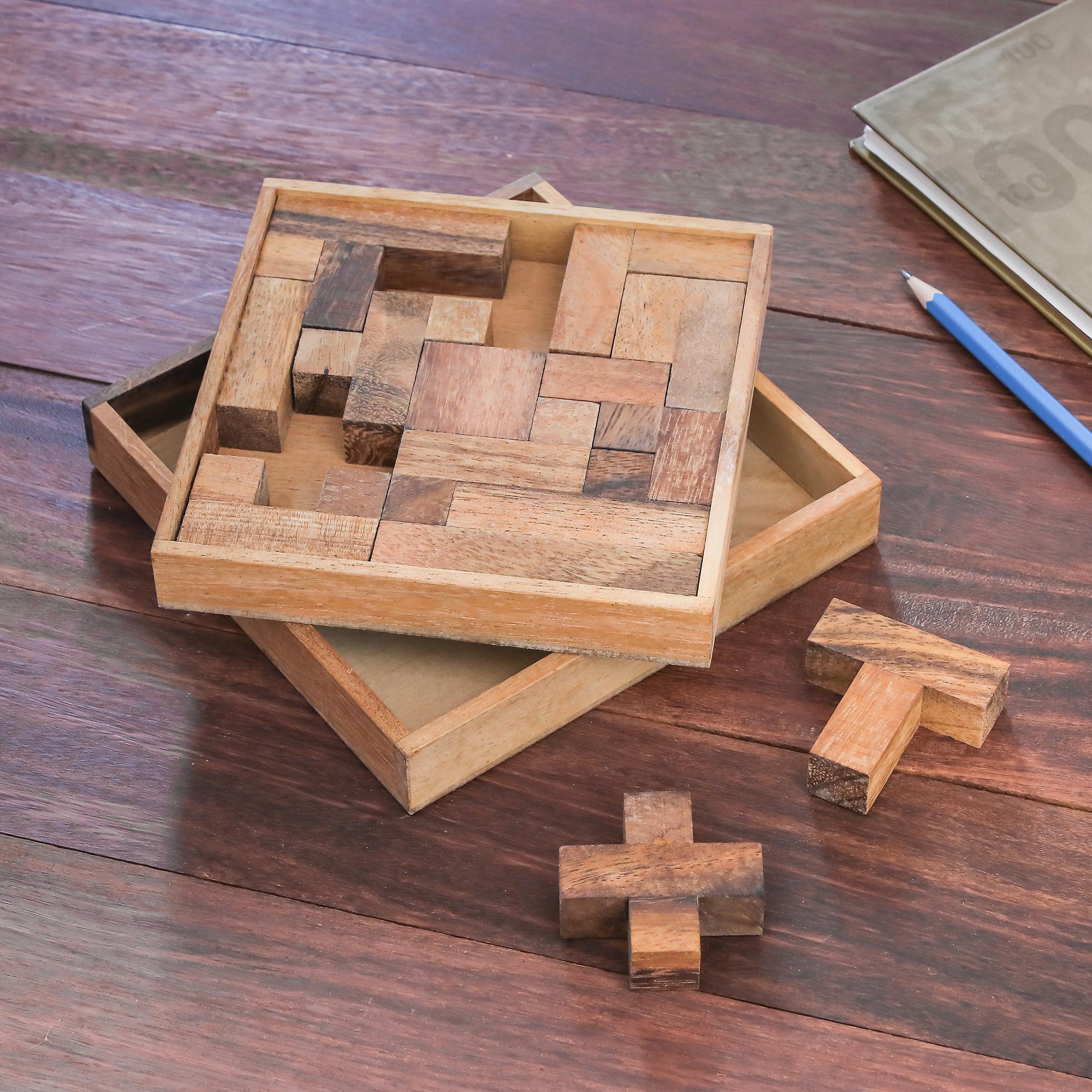 Premium Handcrafted Wooden Geometric Puzzle - Ultimate Home Decor & Brain Teaser