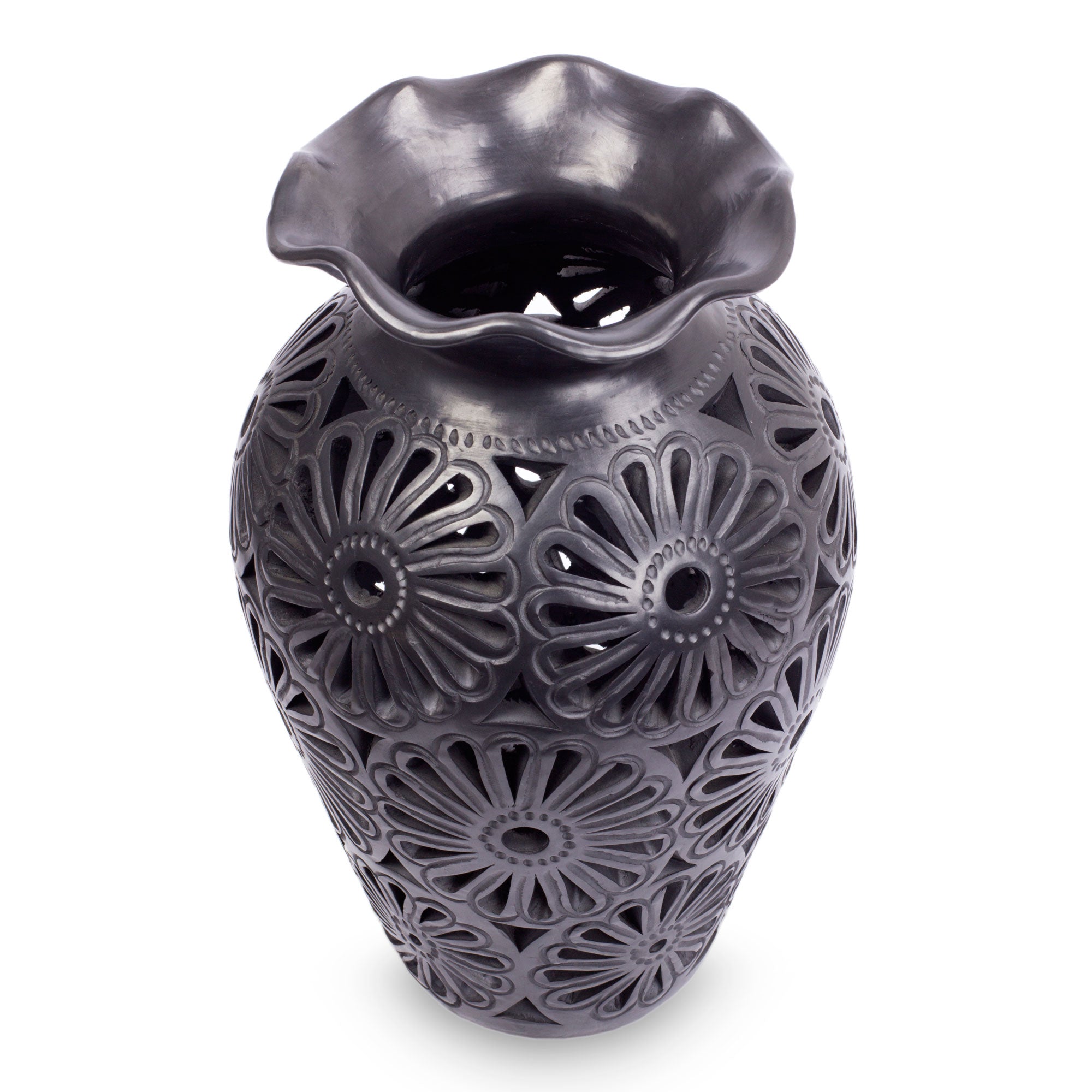 Premium Handcrafted Oaxaca Floral Vase with Ruffled Design