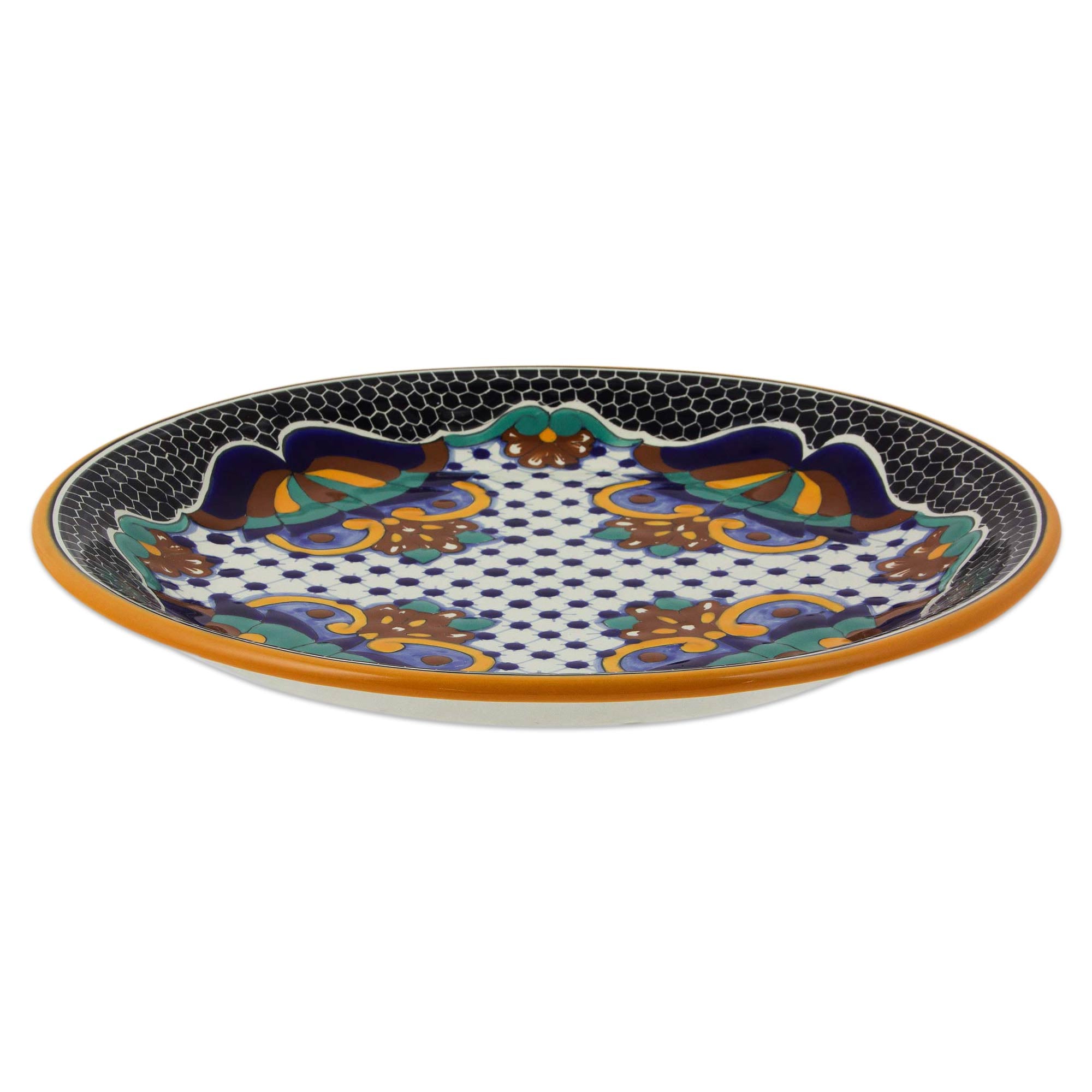 Premium Zacatlan Flowers Handcrafted Ceramic Dinner Plates - Set of 2