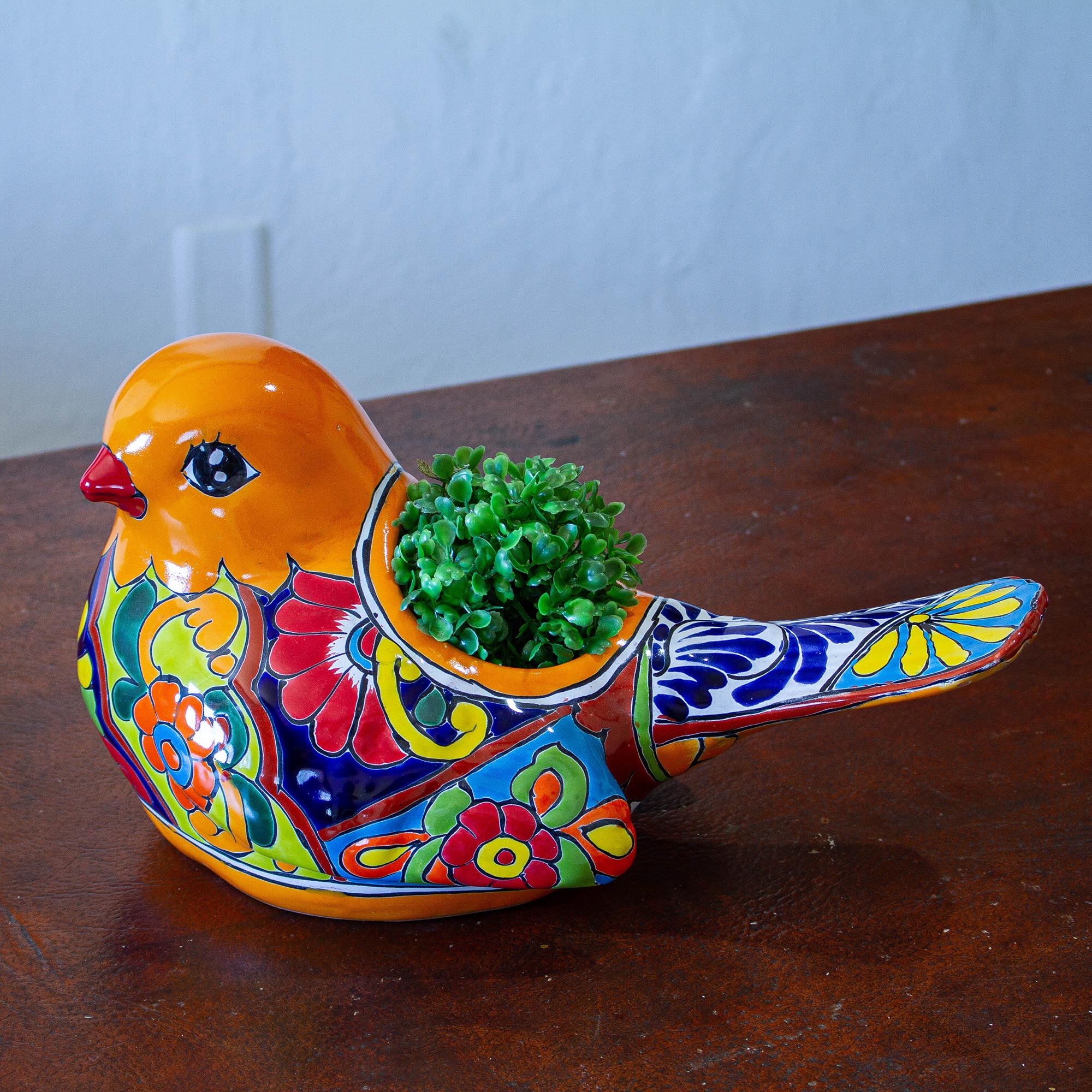 Premium Talavera-Style Ceramic Dove Planter - Handcrafted in Mexico