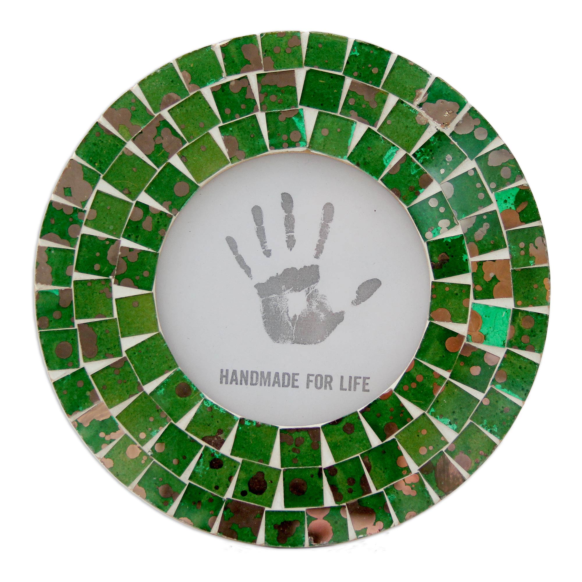 Premium Moradabad Meadows 4x4 Green Glass Handcrafted Mosaic Frame - Ultimate Home Decor