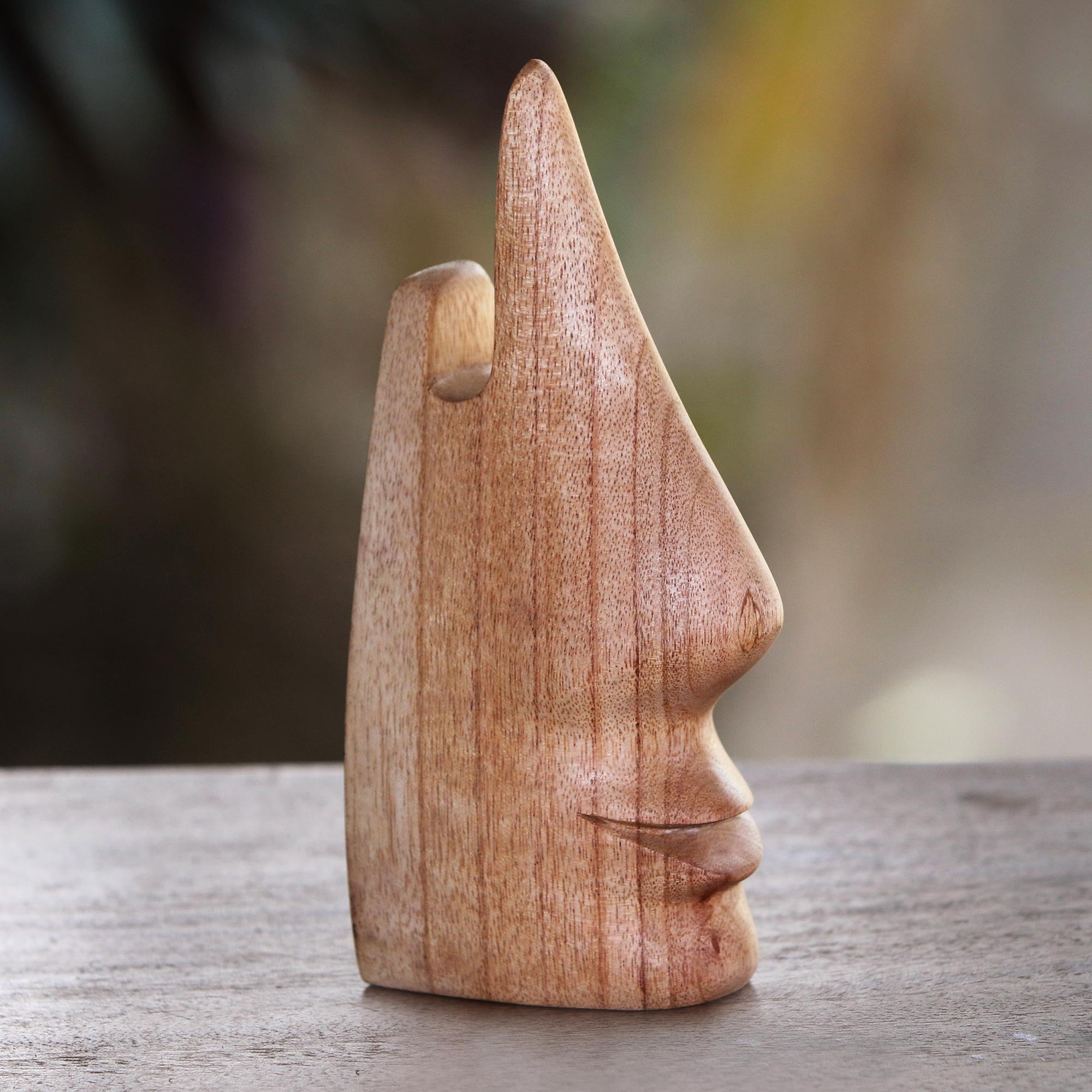Premium Whimsical Brown Wooden Eyeglass Holder - Hand Carved Nose Design