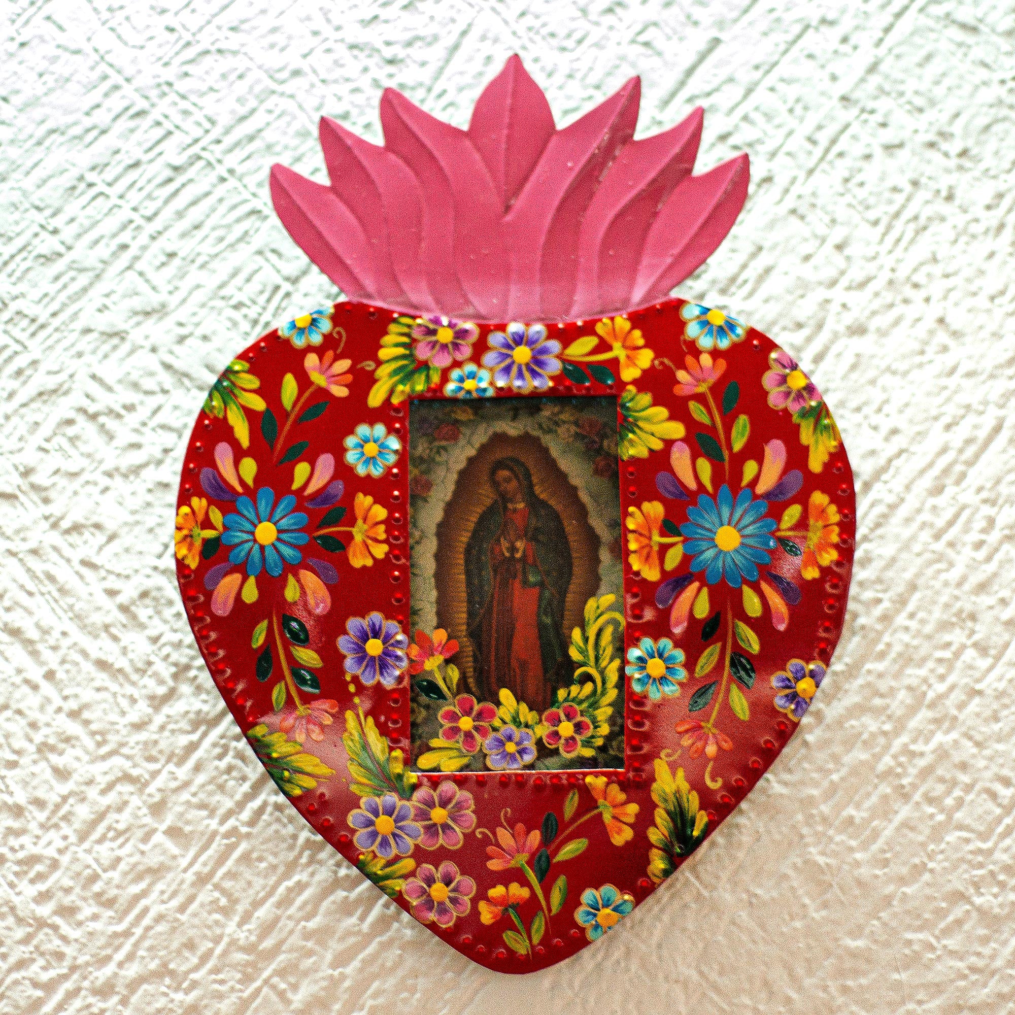 Premium Handcrafted Virgin of Guadalupe Heart Plaque & Photo Frame – Sacred Art for Your Home