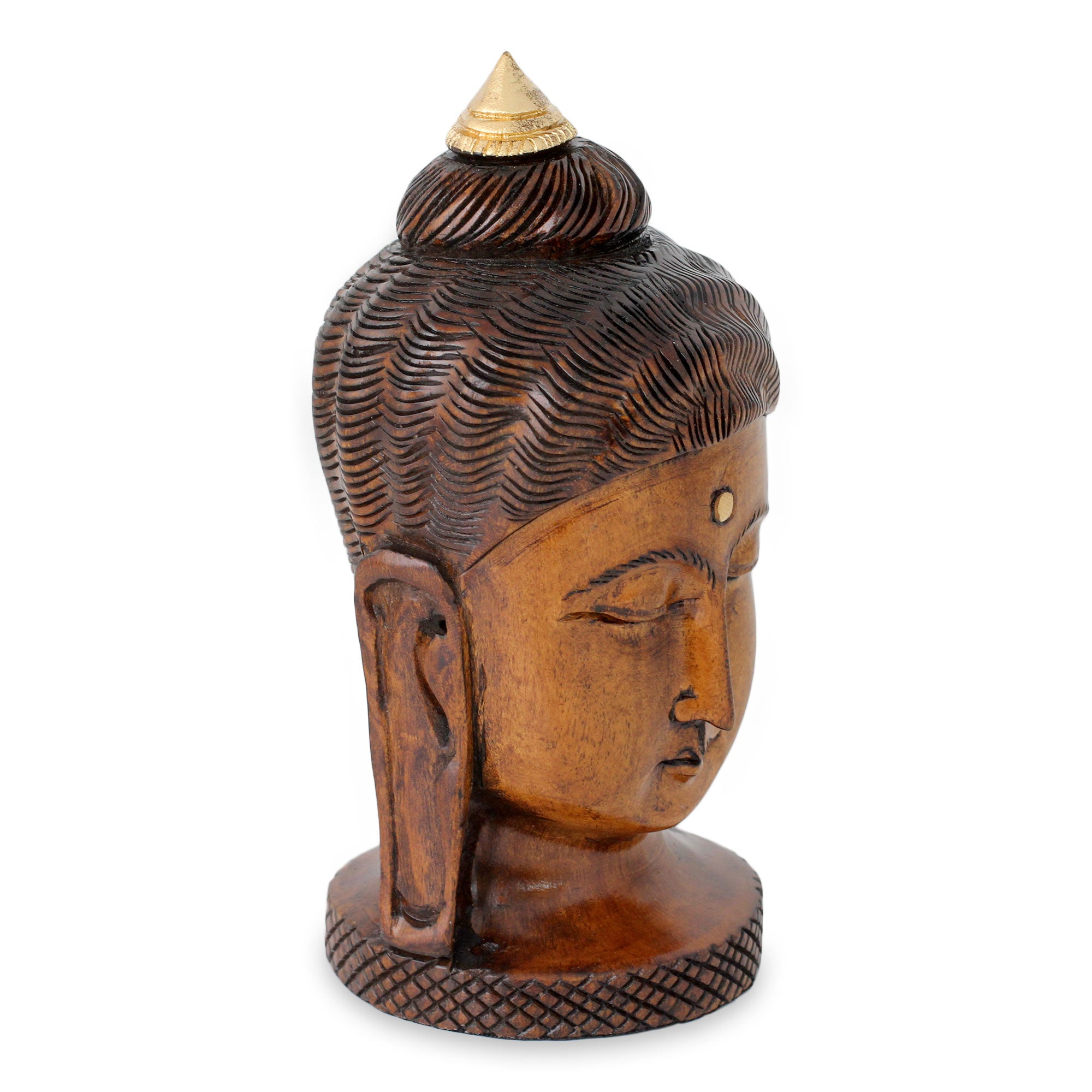 Premium Handcrafted Young Buddha Statue - Antiqued Kadam Wood Art Piece