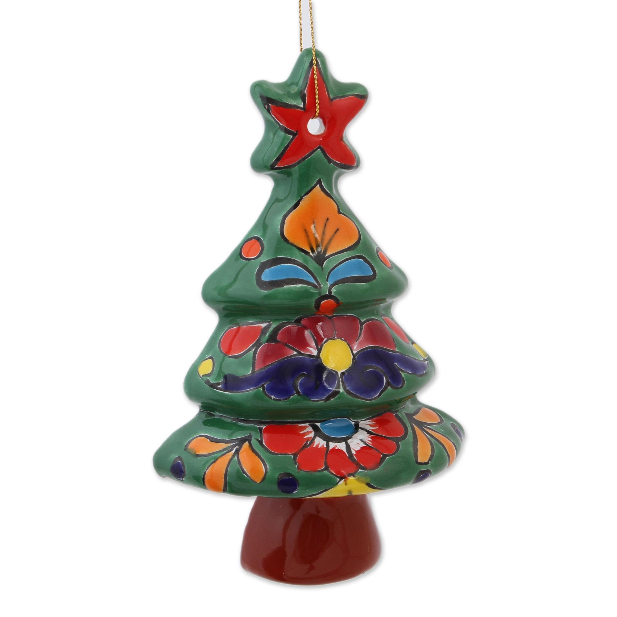 Premium Talavera Floral Ceramic Christmas Ornaments - Handcrafted Pair from Mexico