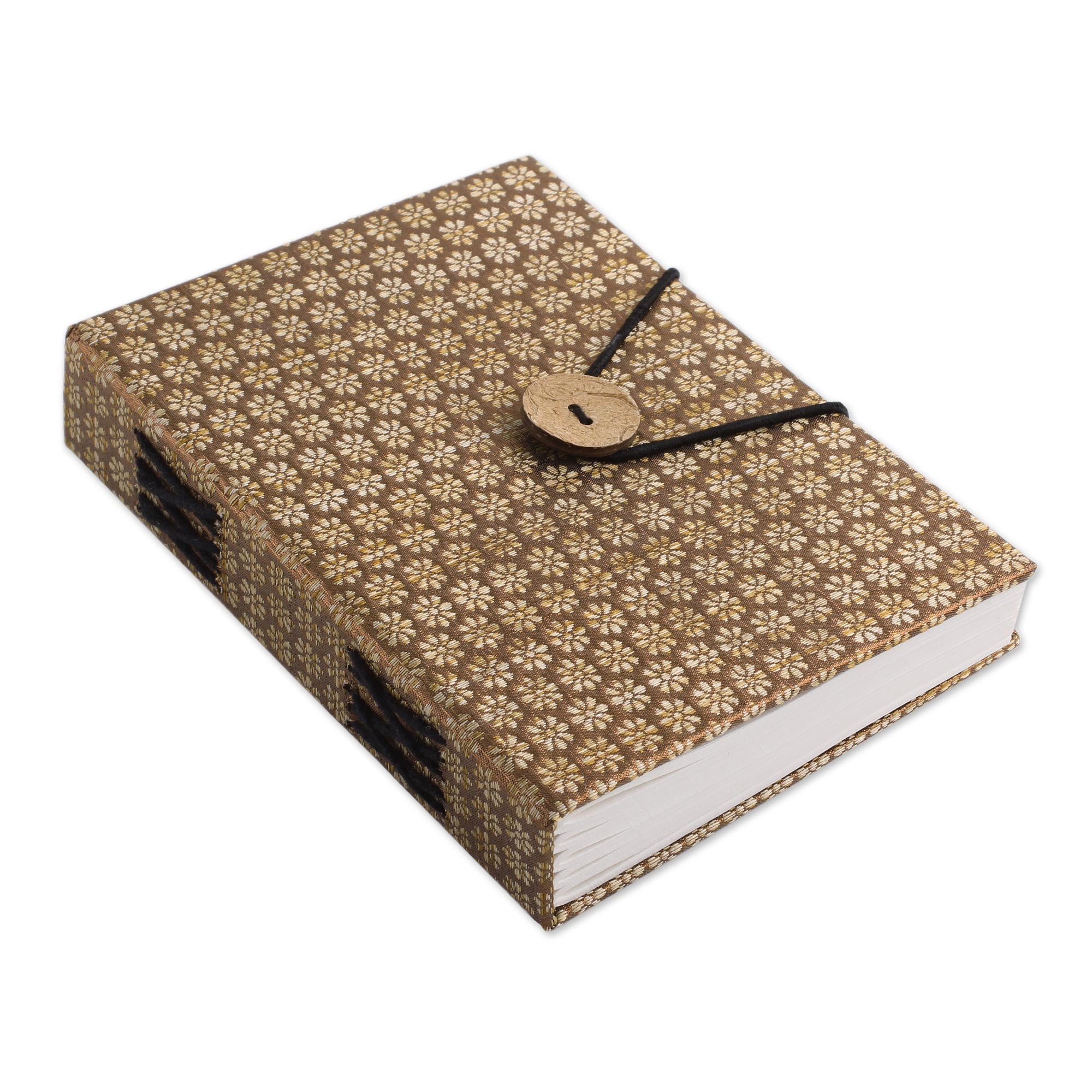 Premium Sepia Royal Elegance Indian Brown Brocade Journal - Handcrafted 100-Page Notebook