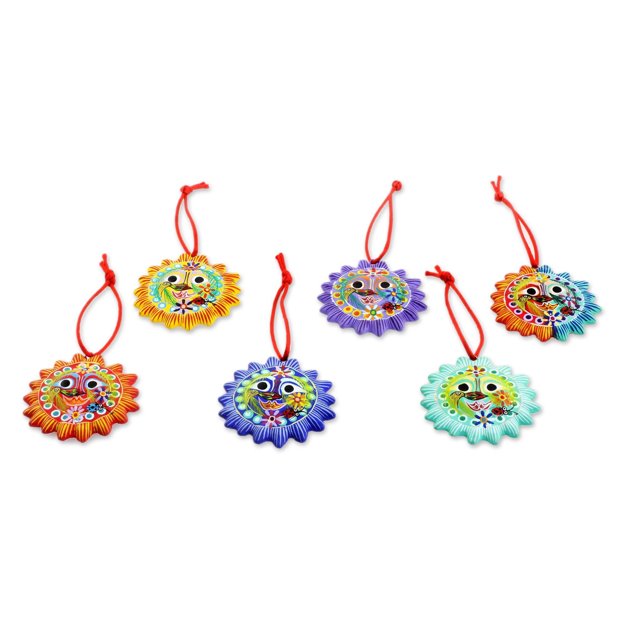 Premium Handmade Lord of the Sun Ceramic Ornaments - Set of 6