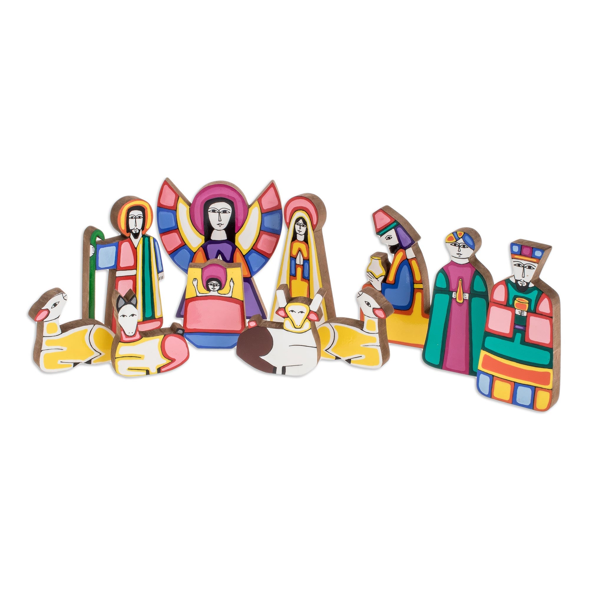 Premium Handcrafted Wooden Nativity Scene Set - Christmas Religious Art (11 Pieces)