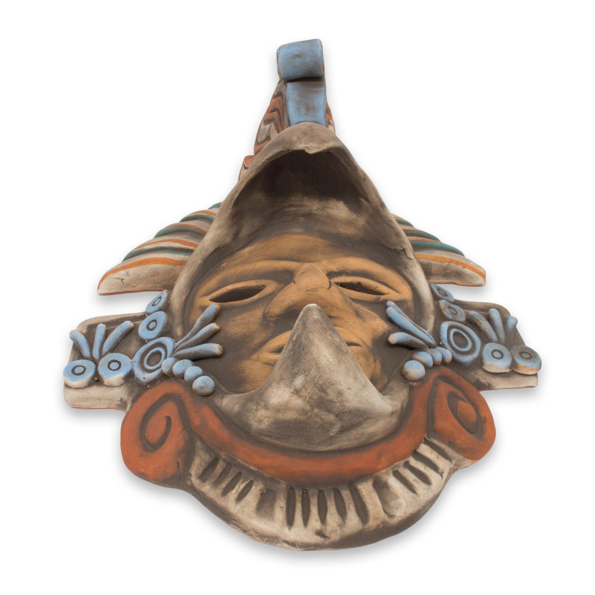 Premium Handcrafted Aztec Eagle Warrior Ceramic Mask - Authentic Mexican Art