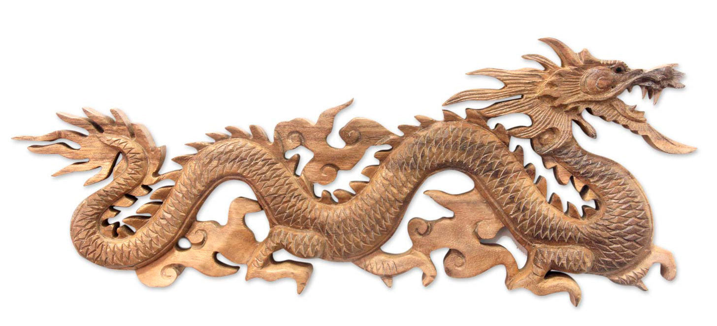 Premium Baru Klinthing Dragon Suar Wood Art Panel