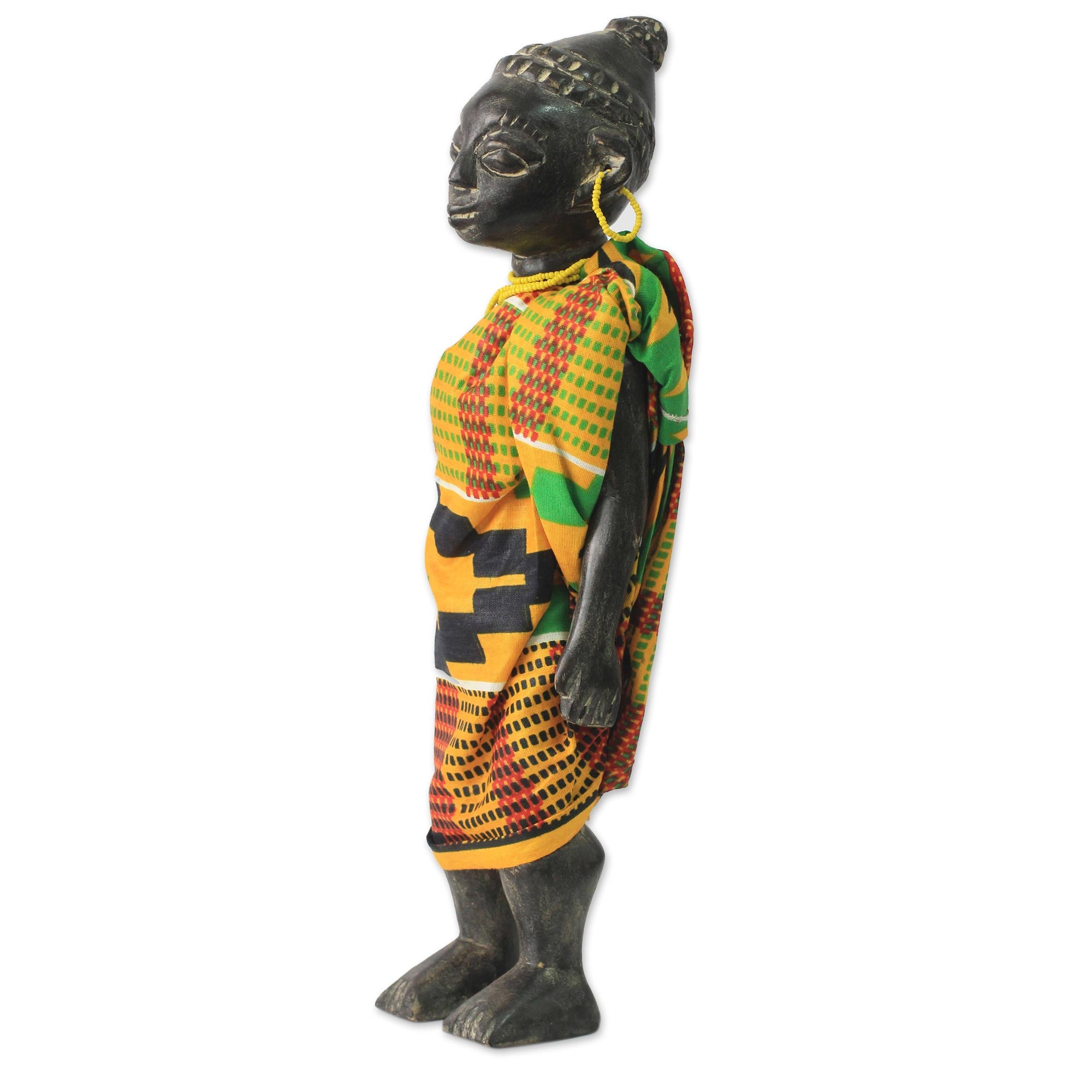 Premium Ghana Queen Mother Wood Sculpture - Handcrafted Artistry