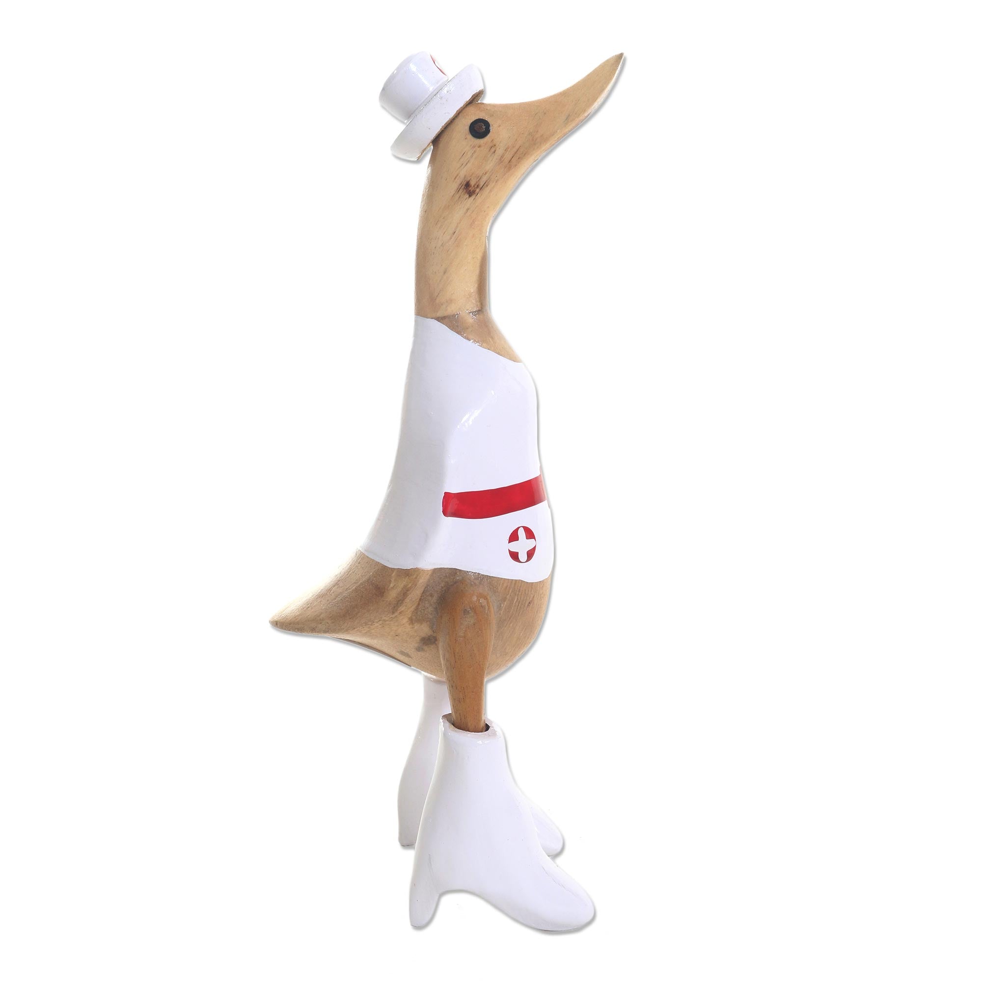 Premium Hand-Carved Nurse Duck Sculpture - Bamboo & Acacia Wood
