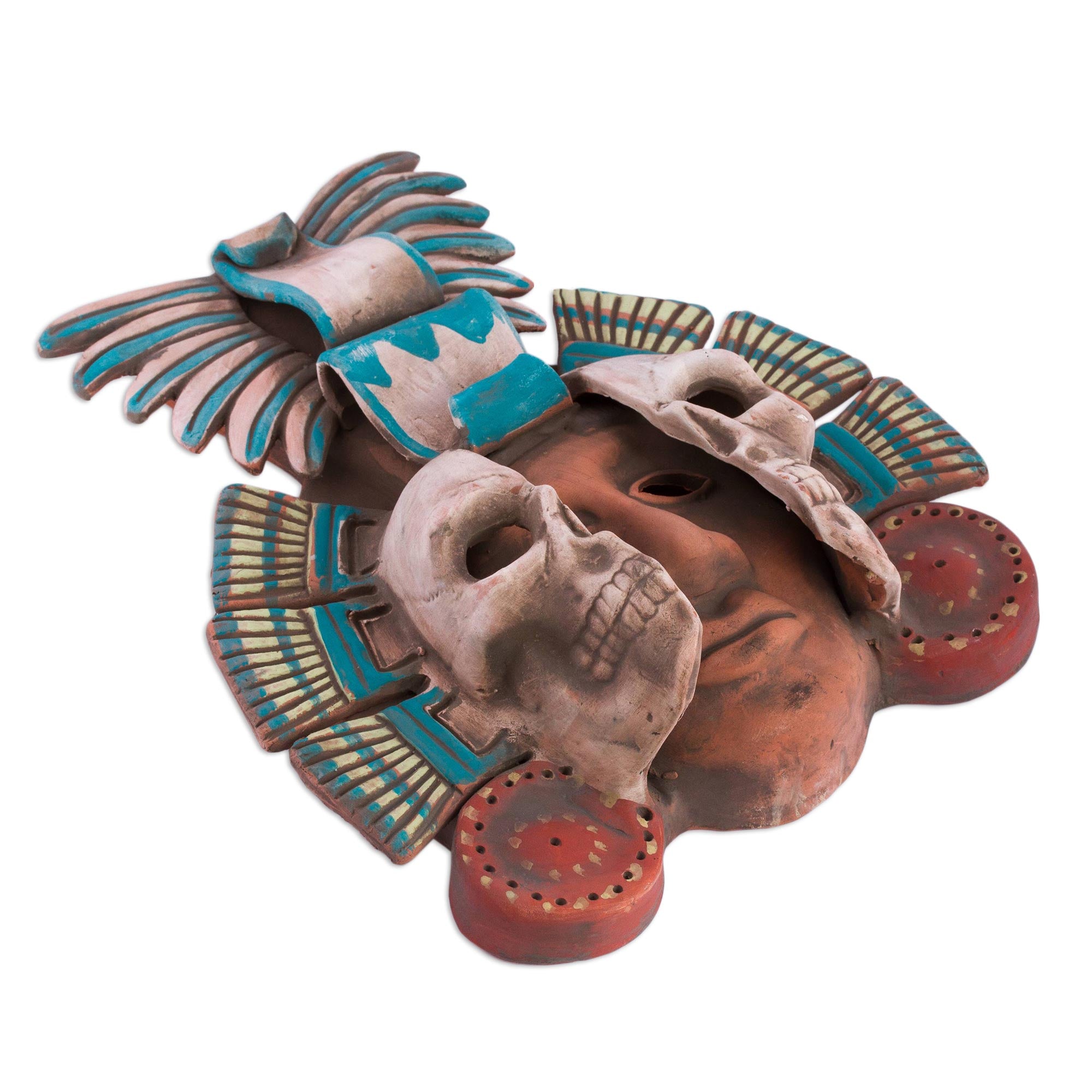 Premium Teotihuacan Ceramic Skull Mask - Handcrafted Mexican Art