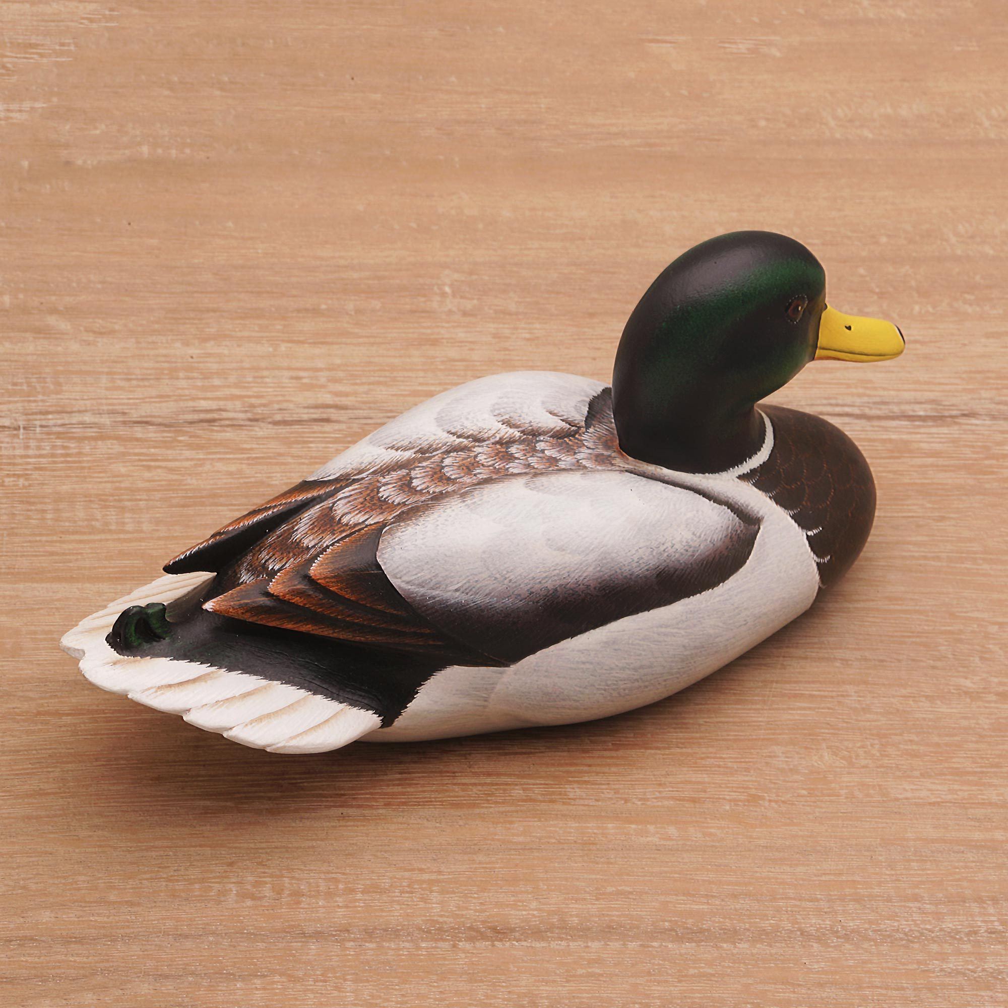 Premium Hand Carved Male Mallard Statuette - Ultimate Home Decor