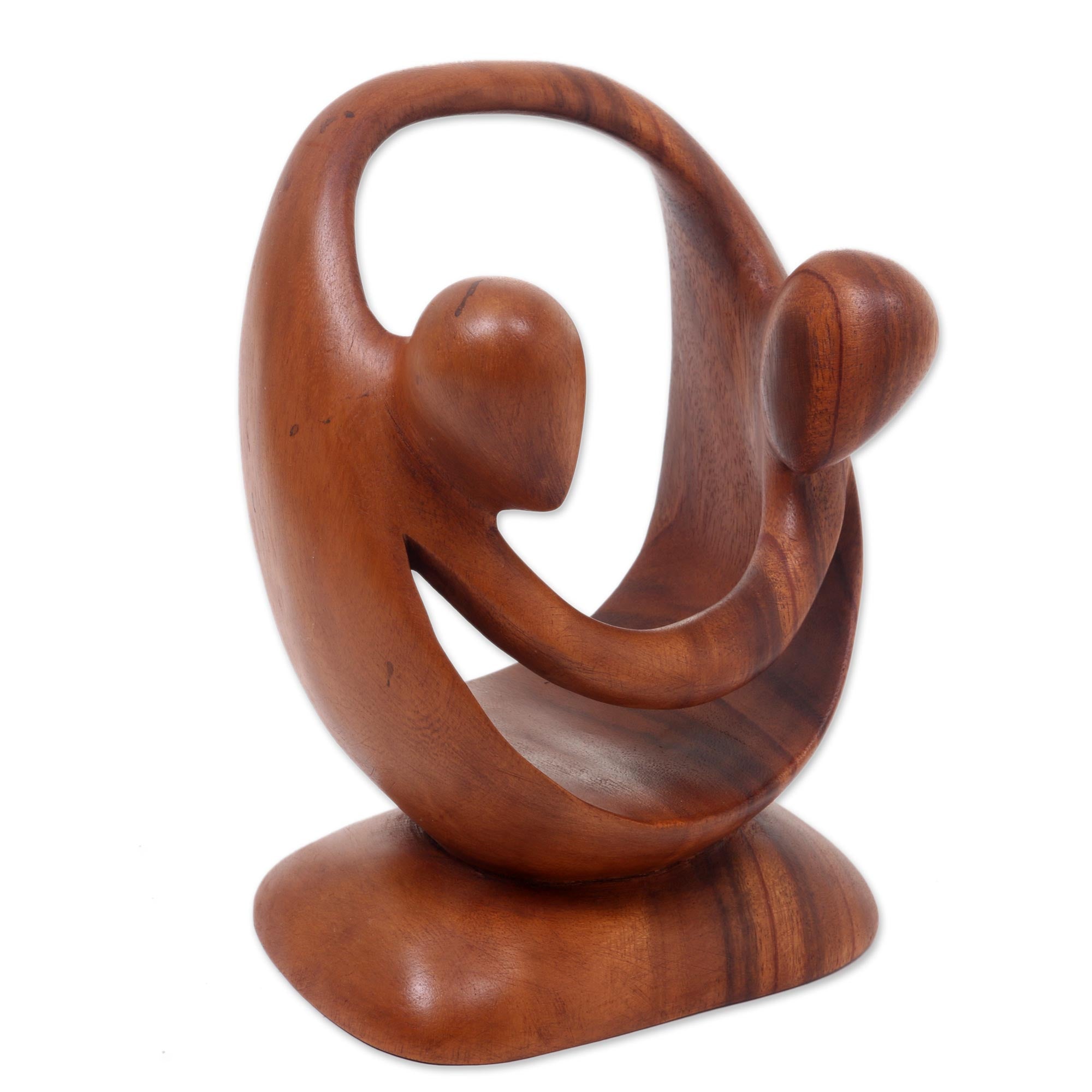 Premium Suar Wood 'Cycle of Love' Romantic Sculpture by Nyoman Karsa