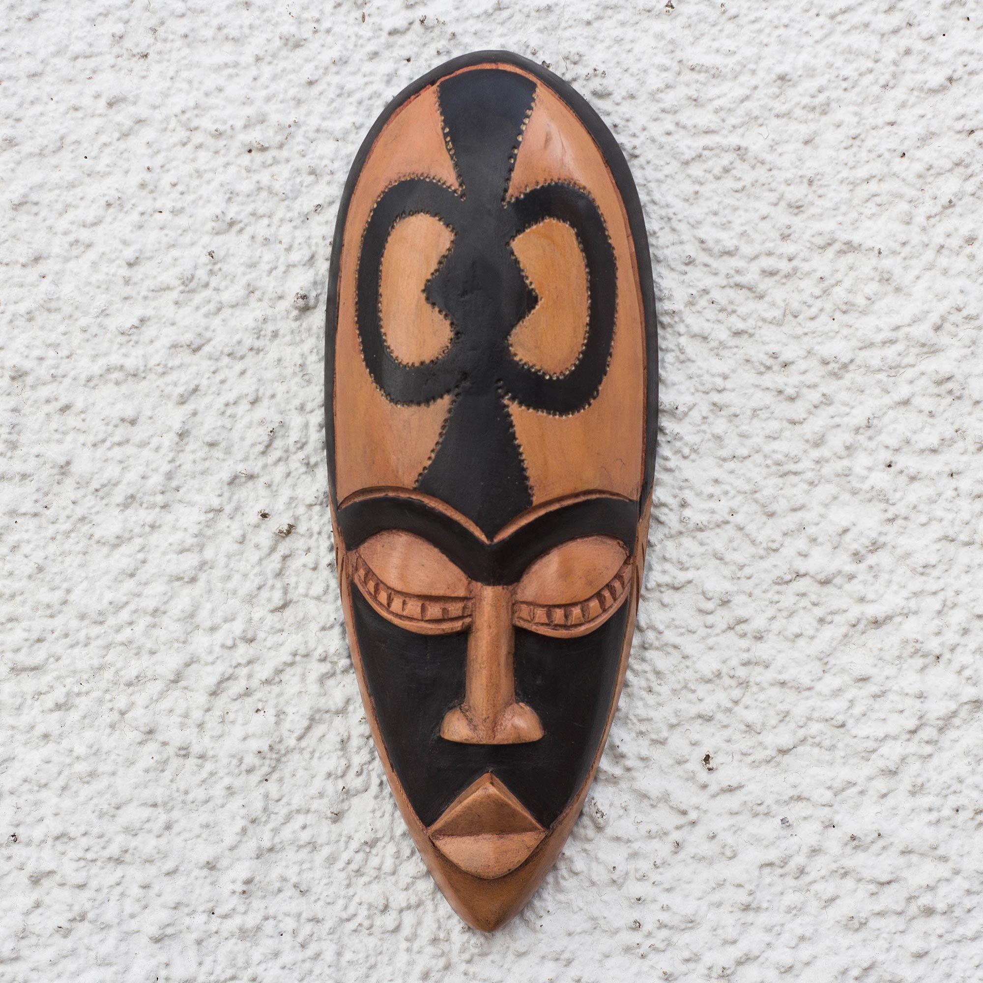 Premium Handcrafted Sese Wood Meditation Wall Mask