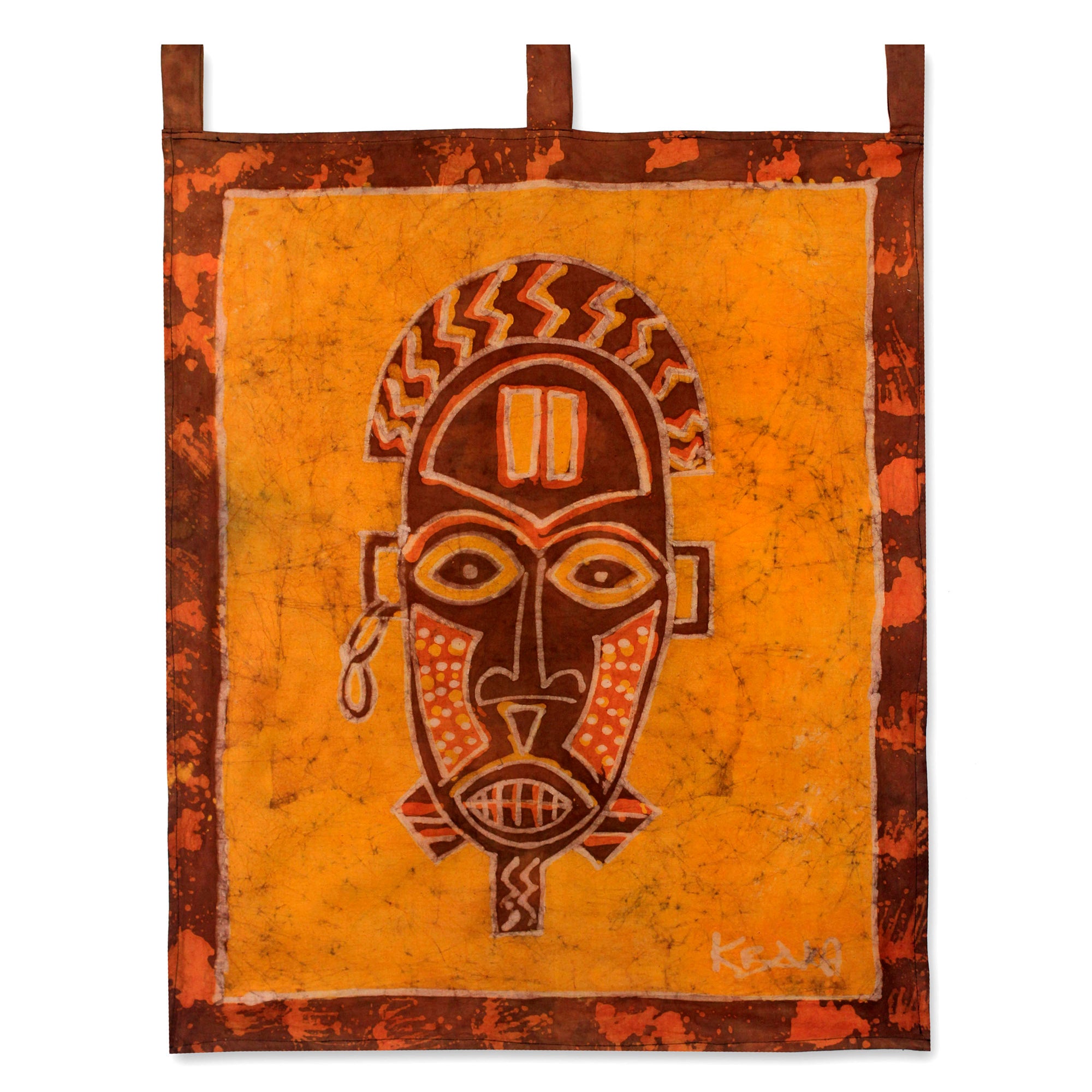 Premium Oduro Mask Batik Wall Art - Handcrafted Cultural Masterpiece