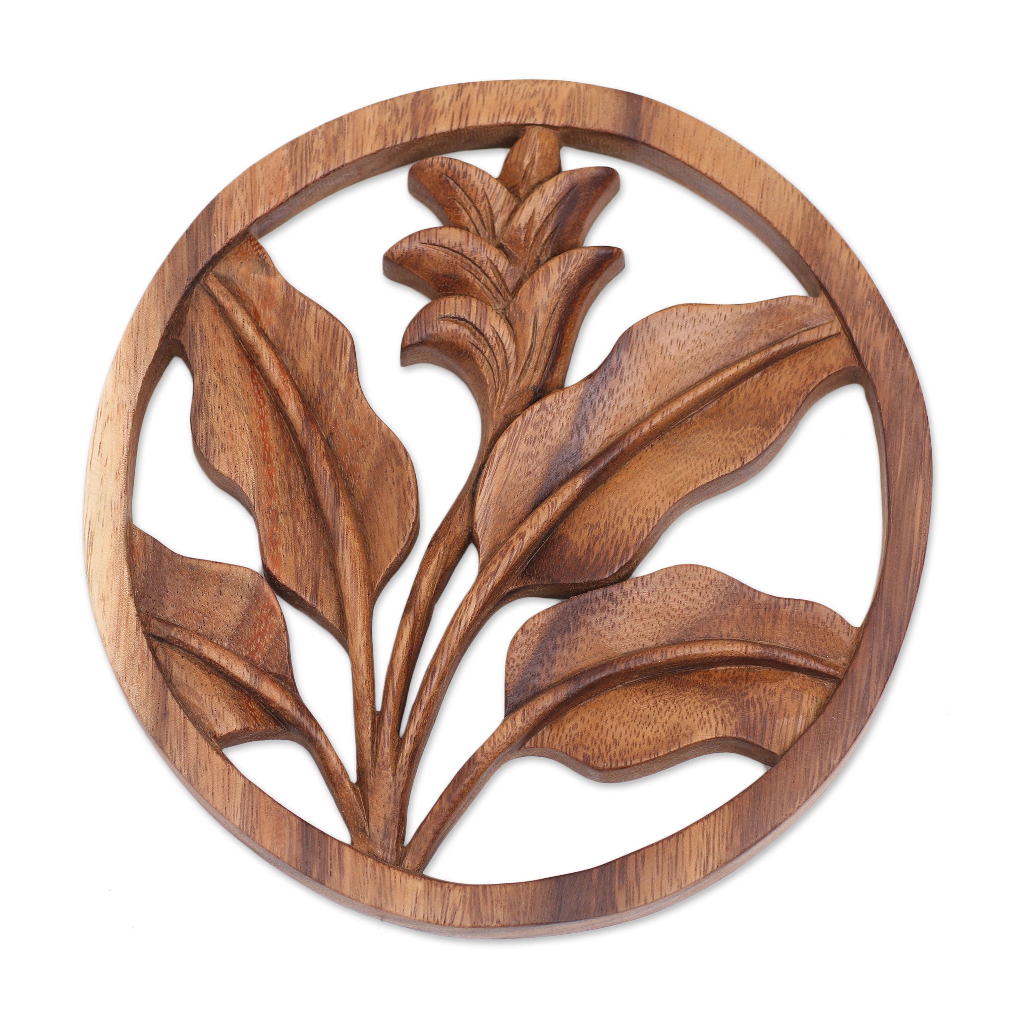 Premium Balinese Handcrafted Suar Wood Floral Wall Art