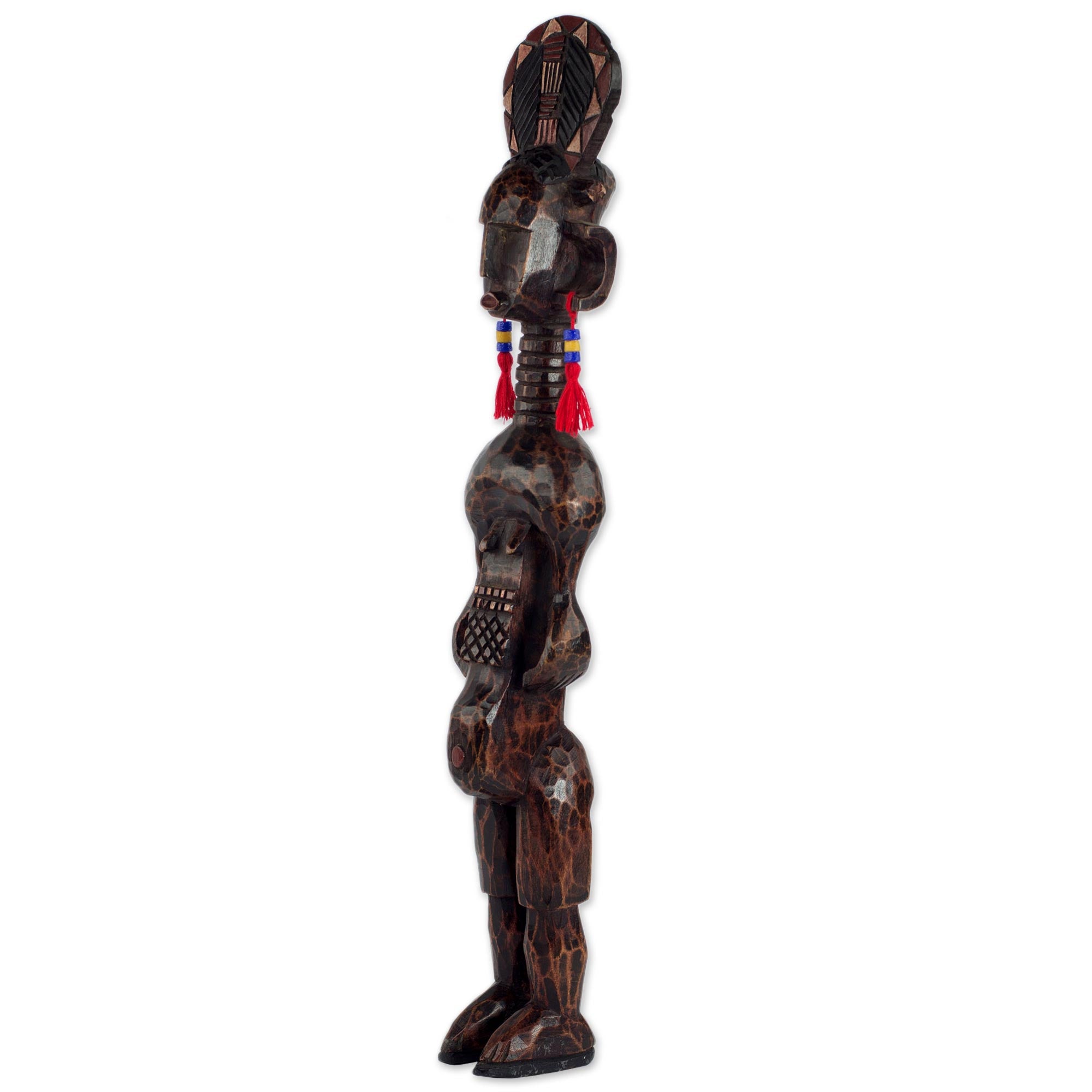 Premium Hand-Carved Sese Wood Warrior Statue – Watchful Guardian