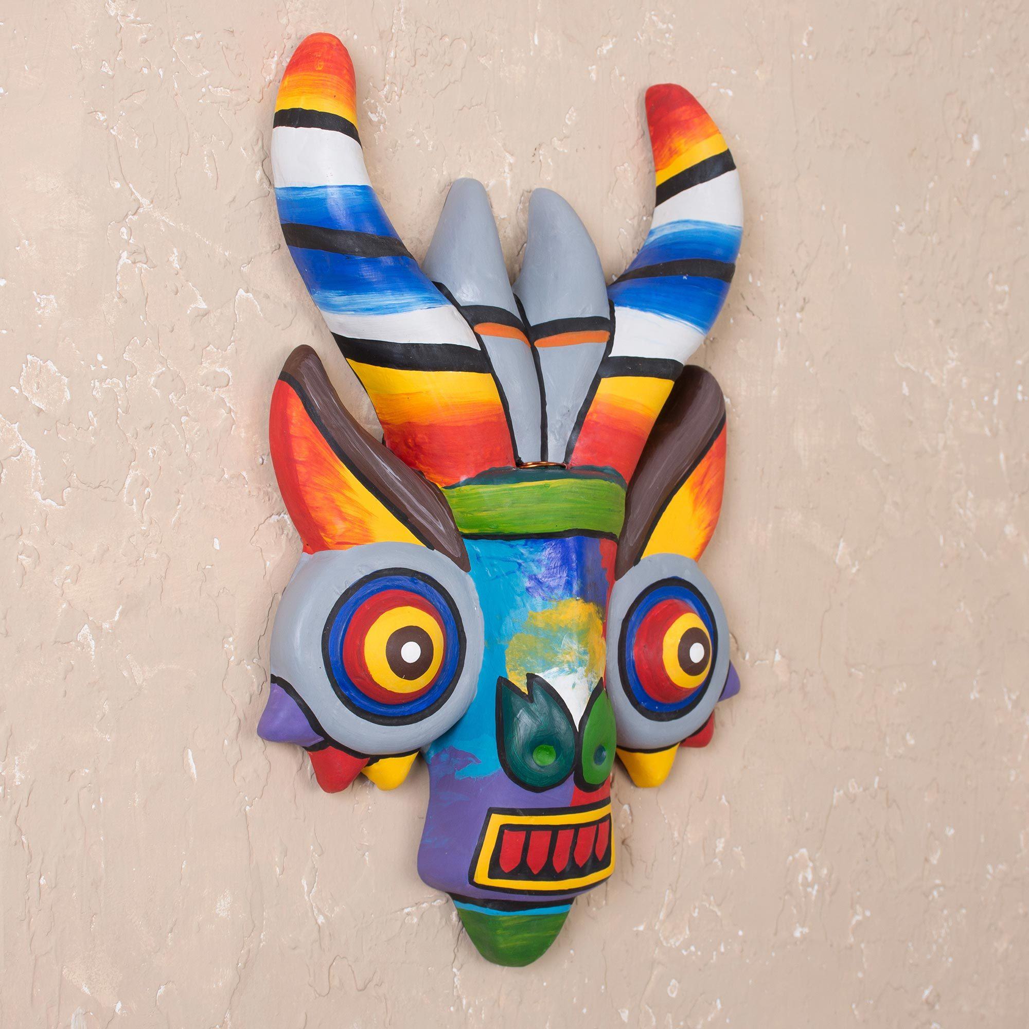 Premium Rainbow Dragon Hand-Painted Ceramic Wall Mask - Ultimate Home Decor