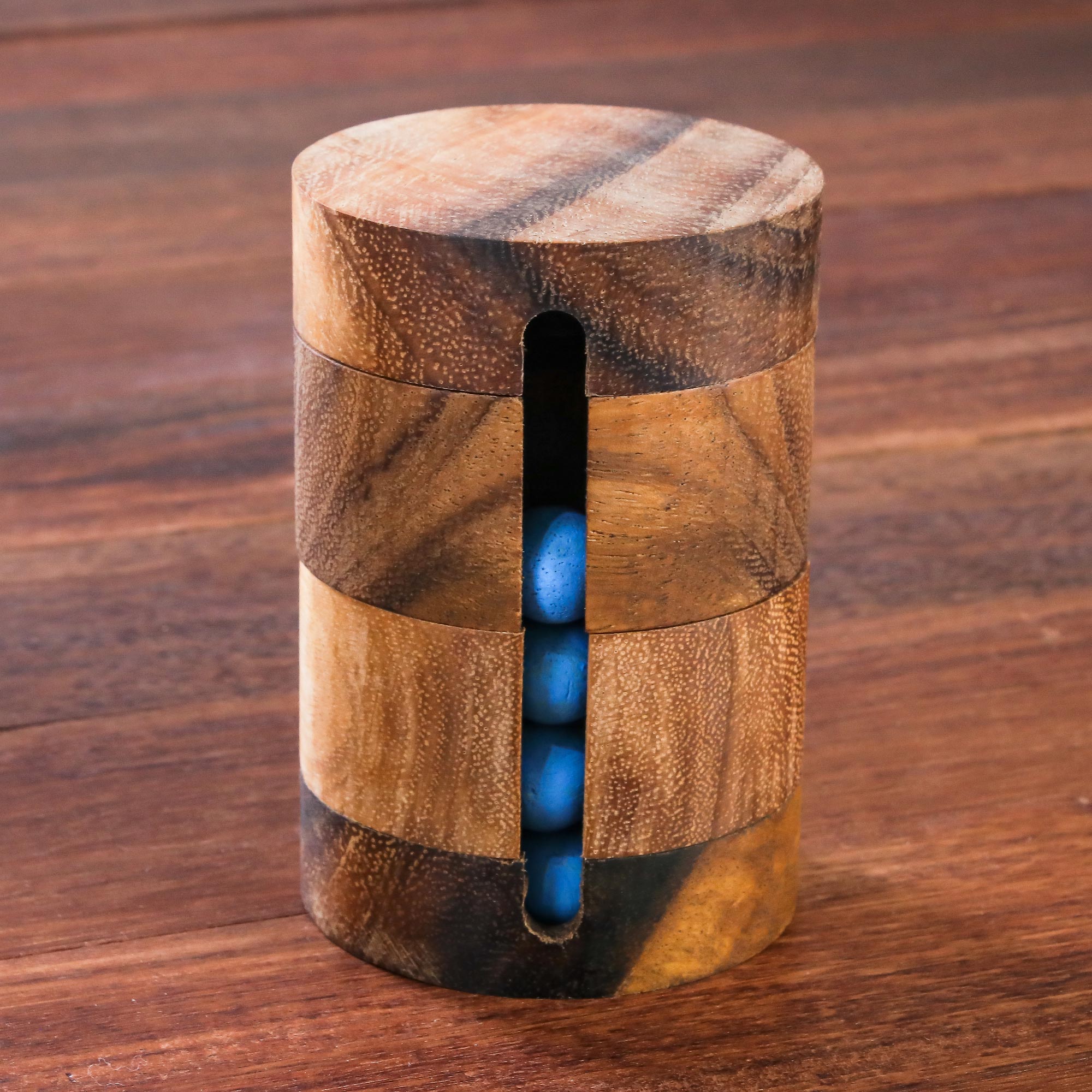 Premium Handcrafted Wooden Cylindrical Puzzle - Spin to Win Challenge by Waraporn Khamsuk