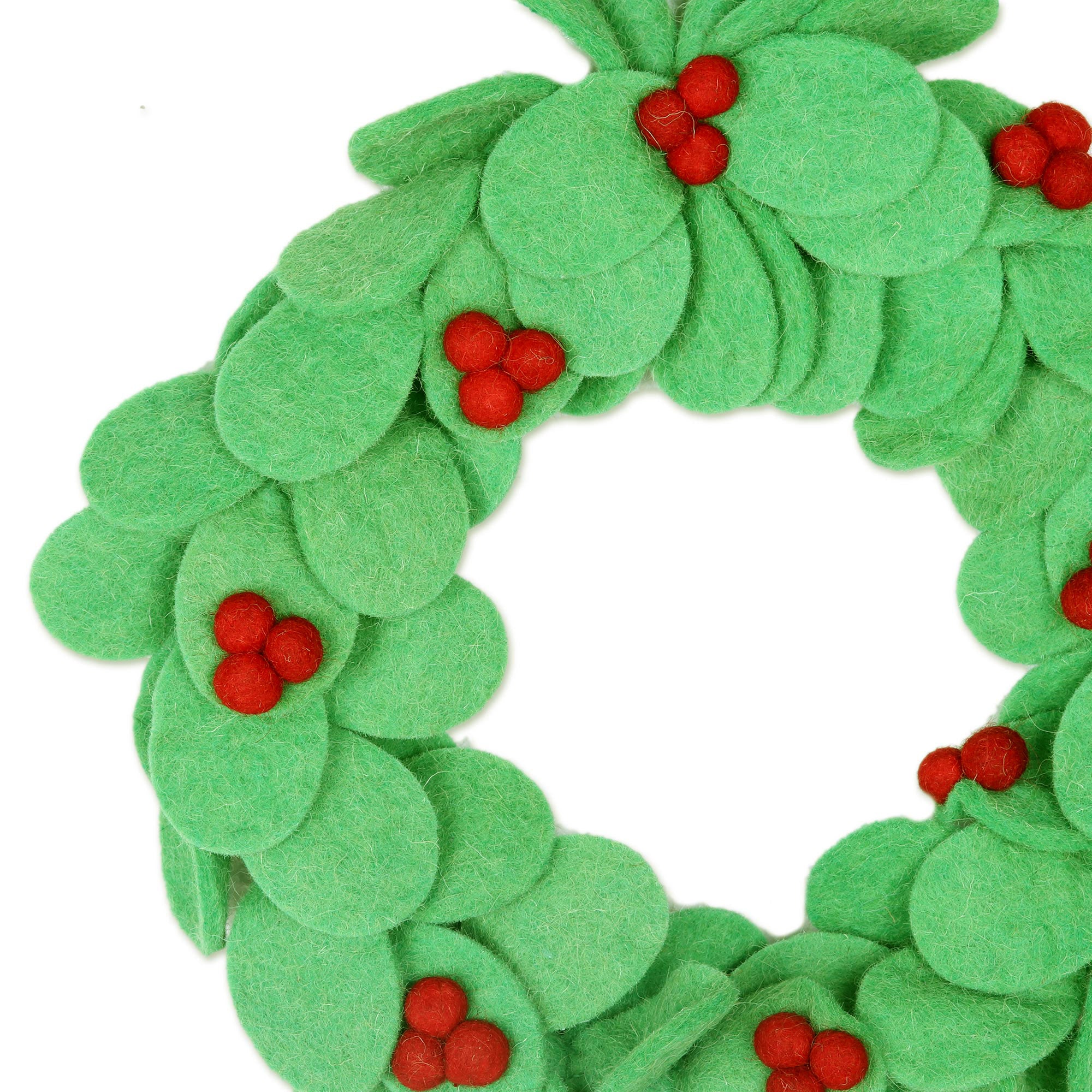 Premium Handmade Wool Felt Holiday Wreath - Festive Decor from India