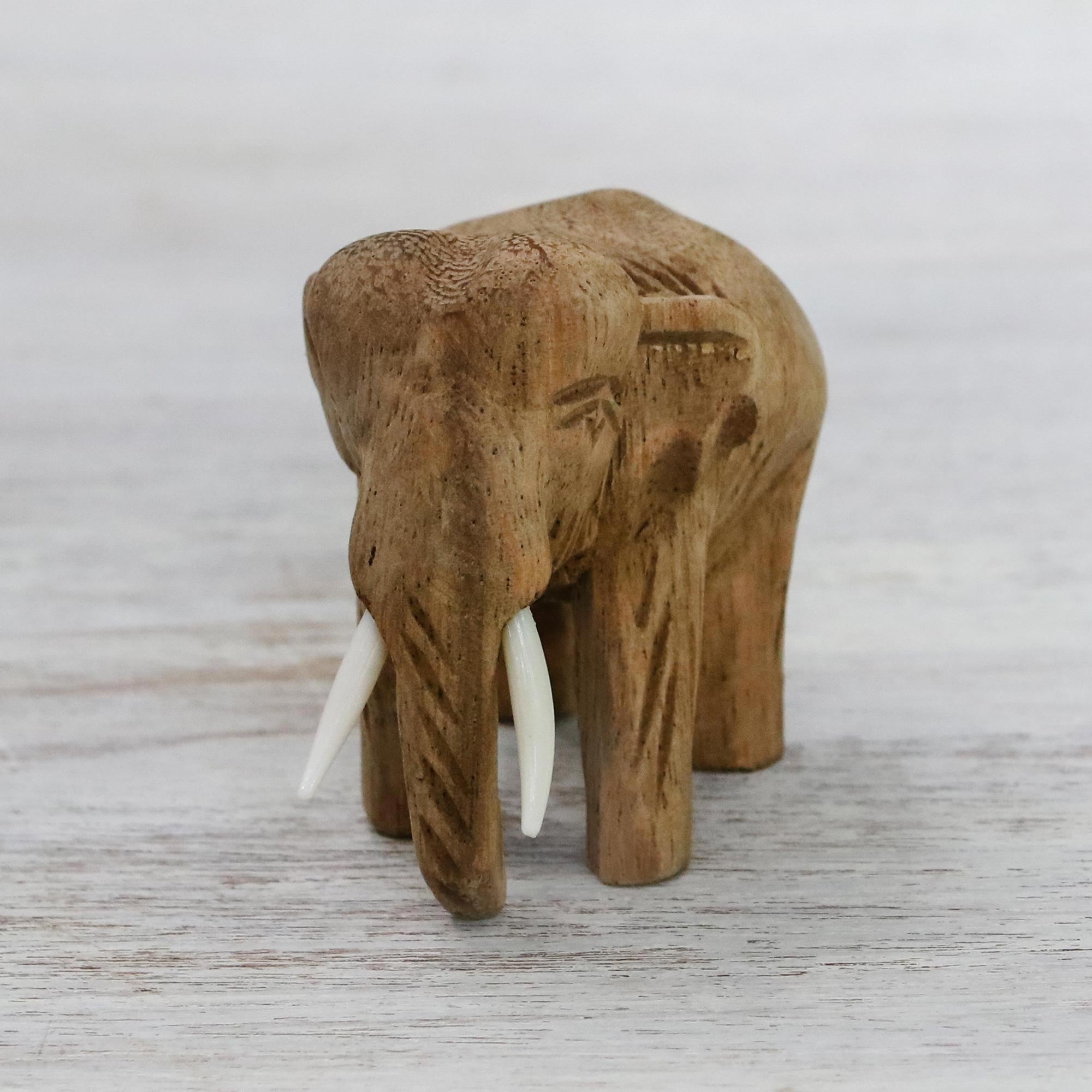 Premium Handcrafted Elephant Sculpture - Brown Wood Art