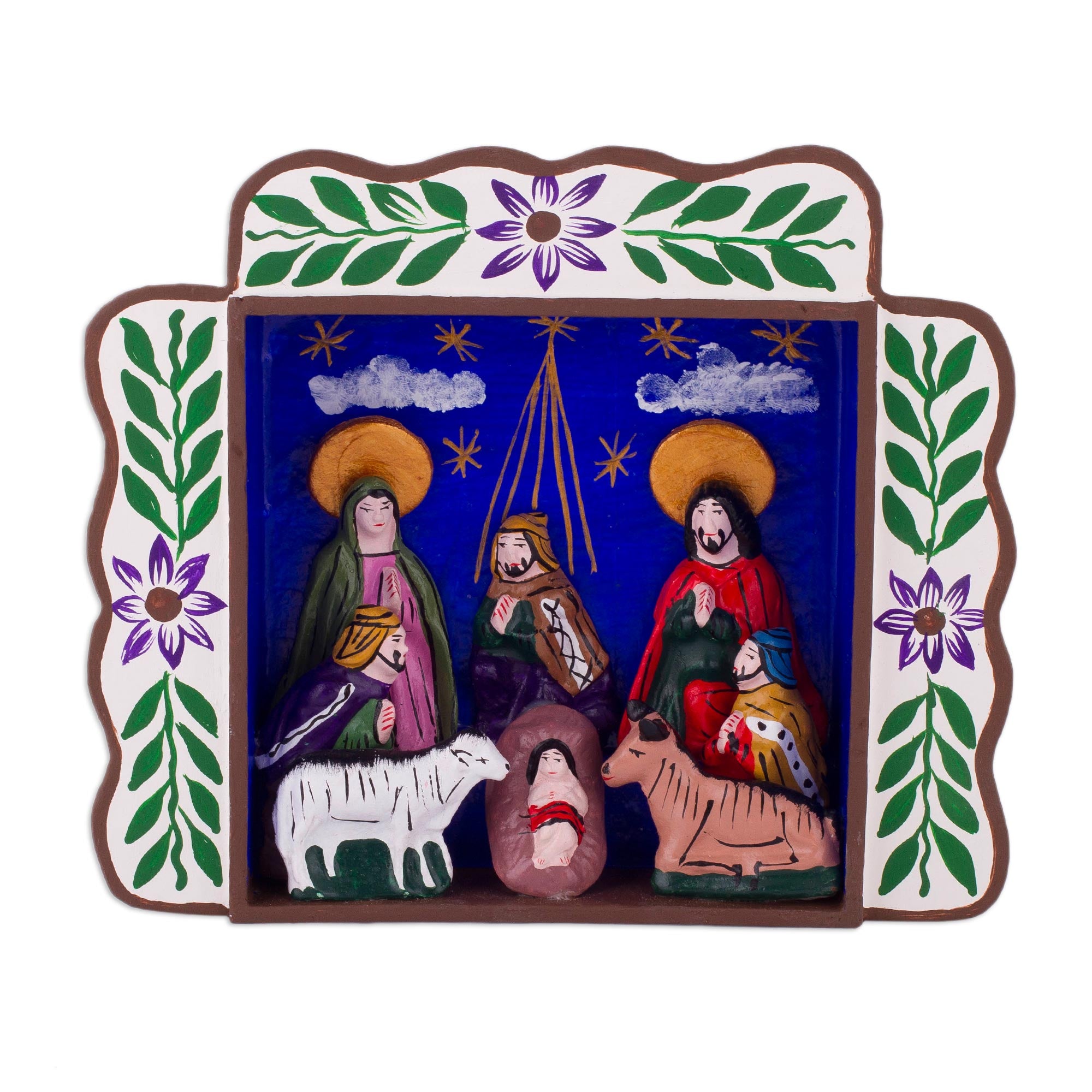 Premium Three Kings Christmas Retablo - Handcrafted Ayacucho Nativity Scene from Peru