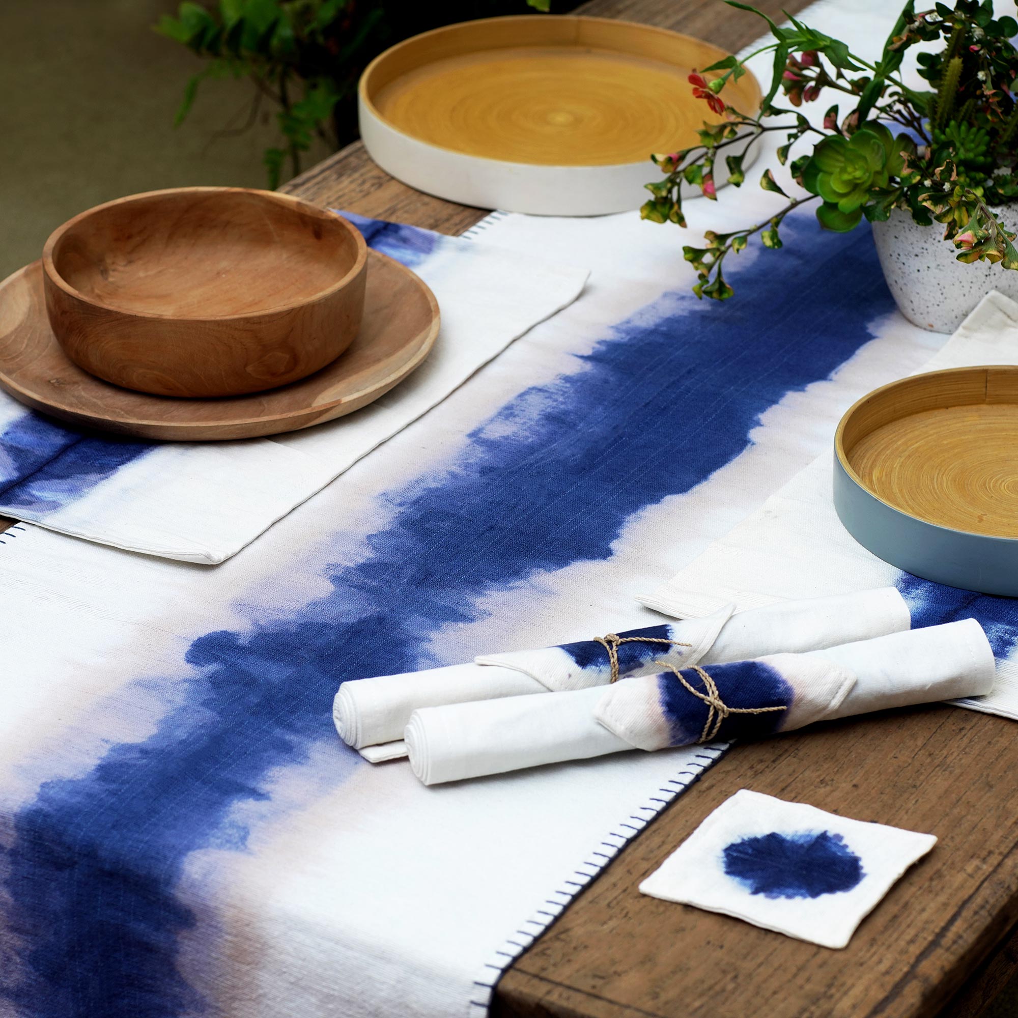 Premium Indigo River Handcrafted Placemat & Coaster Set for 4