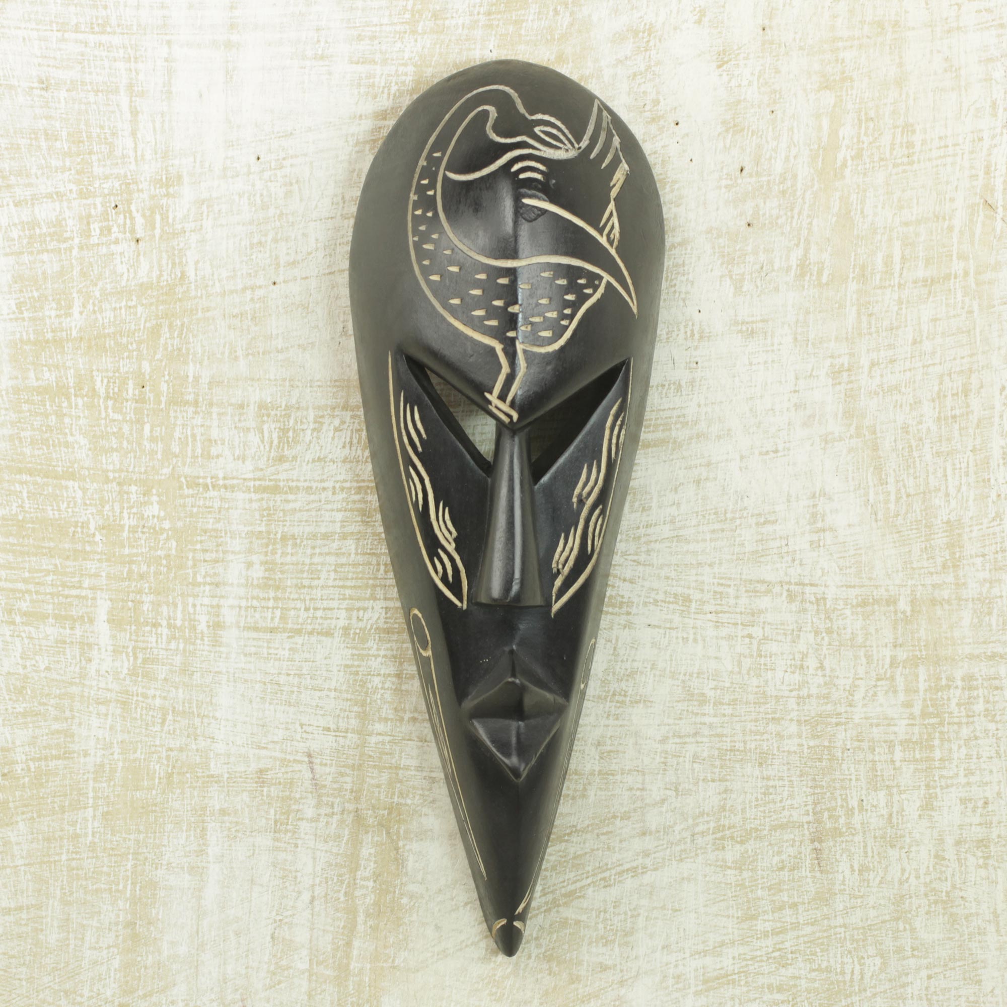 Premium Sankofa Bird Hand-Carved Wood Mask