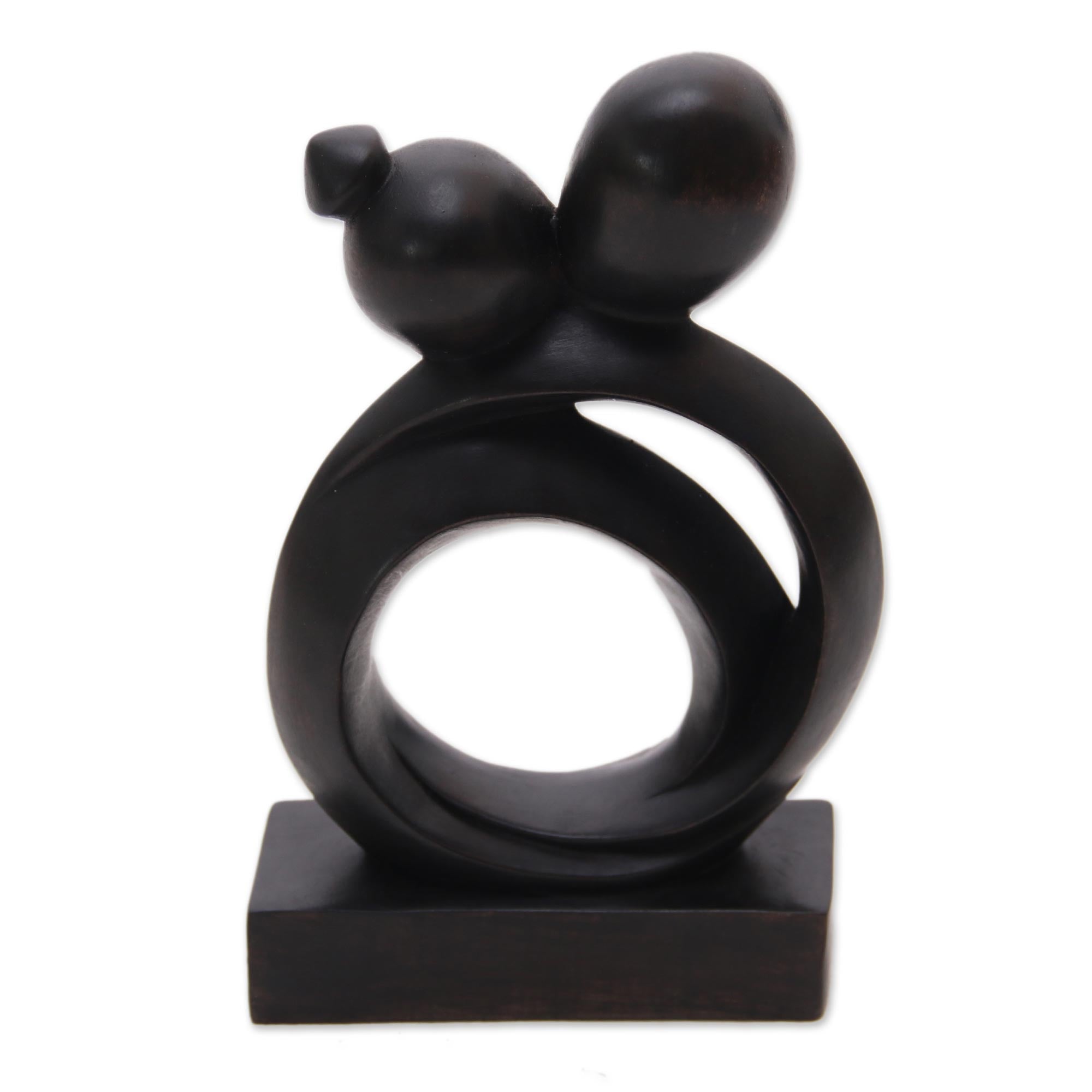 Premium Romantic Suar Wood Sculpture - Handcrafted Abstract Art from Indonesia
