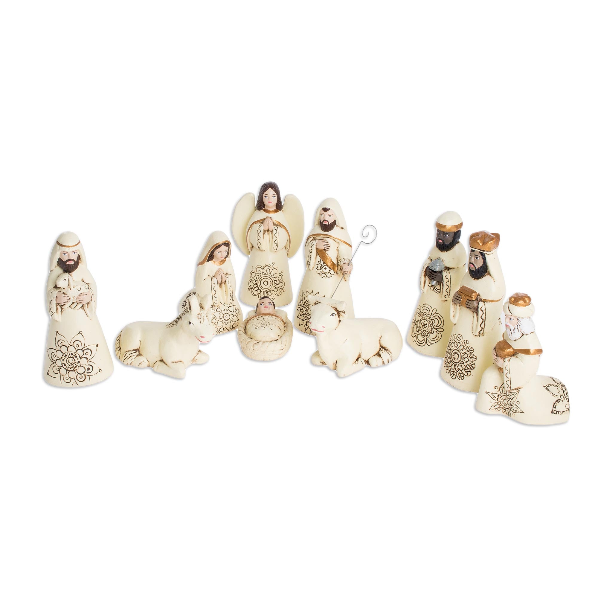 Premium Handmade Ceramic Nativity Set - 10-Piece Holy Family Scene from El Salvador