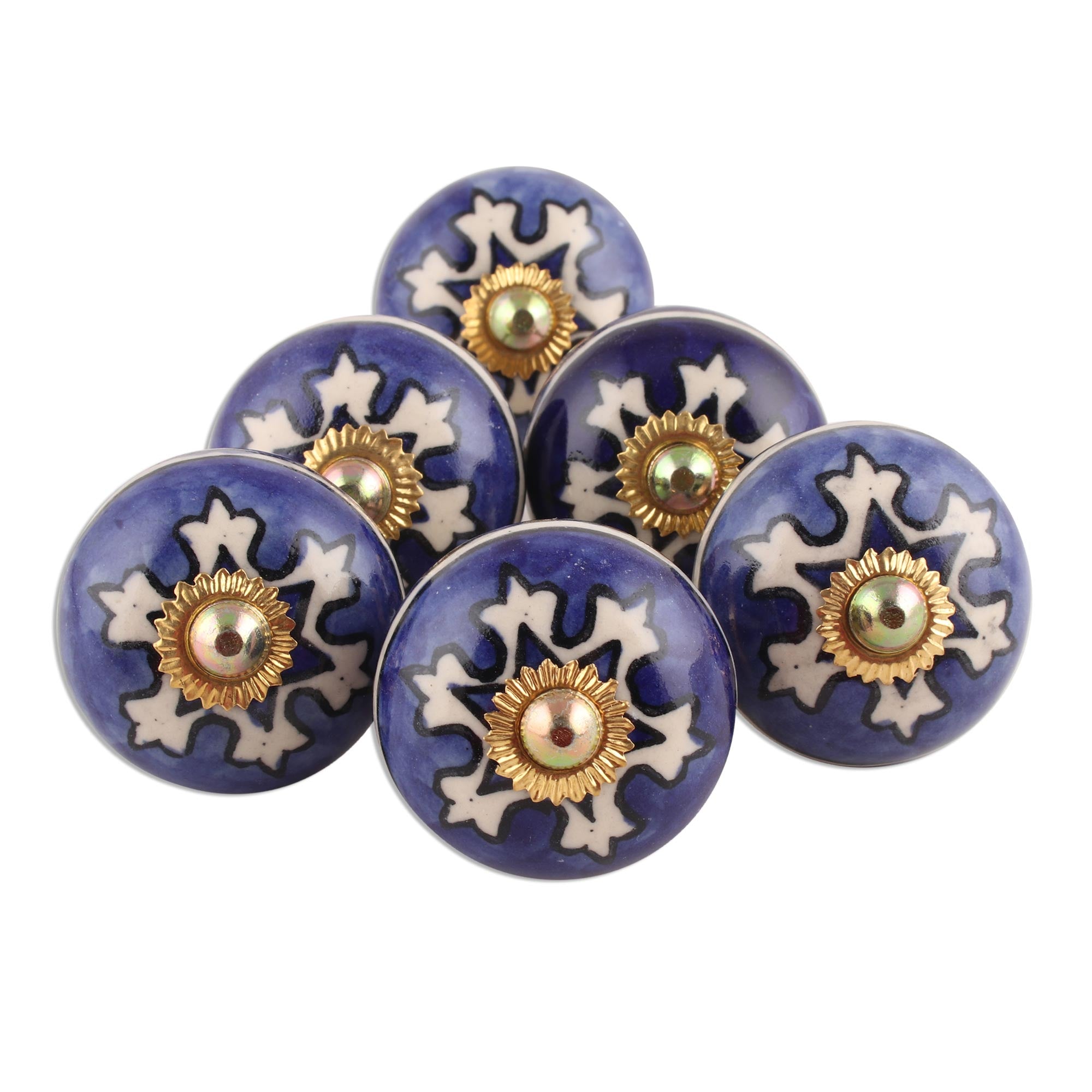Premium Starry Brilliance Ceramic Knobs - Handcrafted Set of 6
