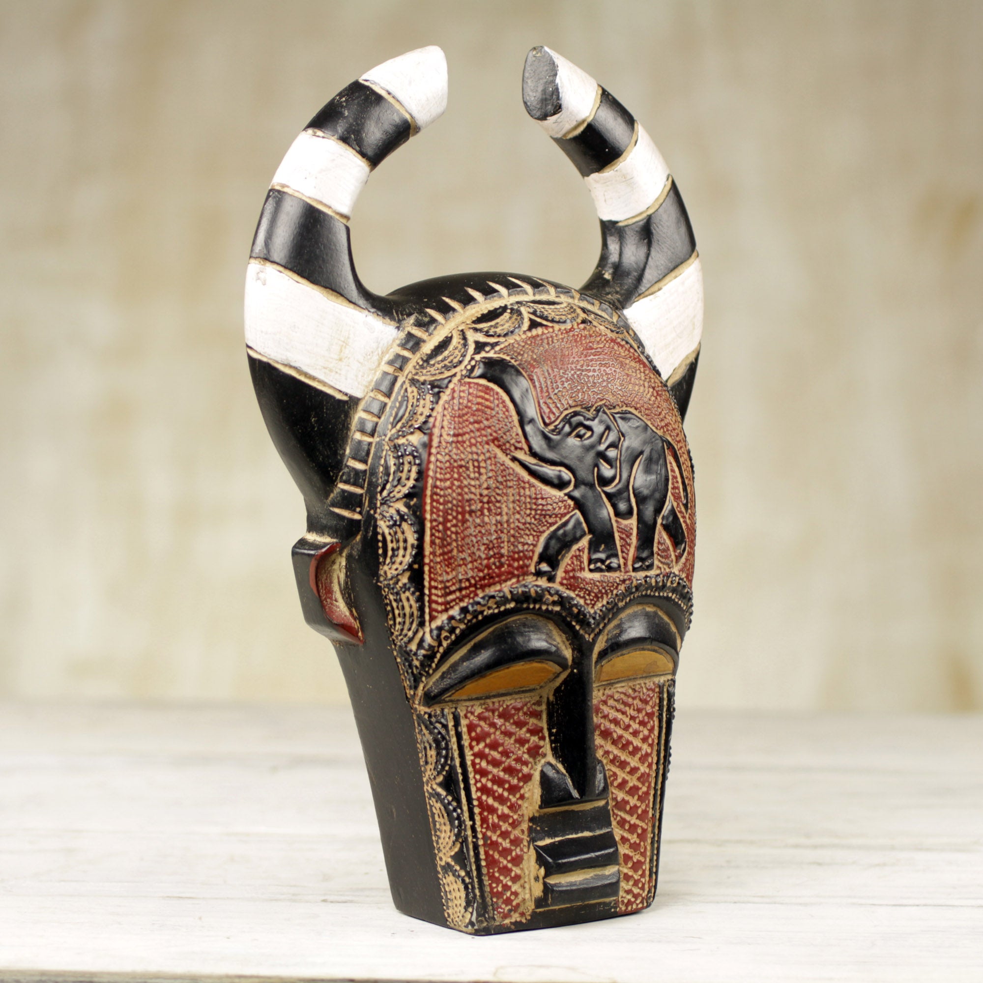 Premium Azubuike Artisan Wall Mask - Handcrafted Sese Wood & Brass from Ghana