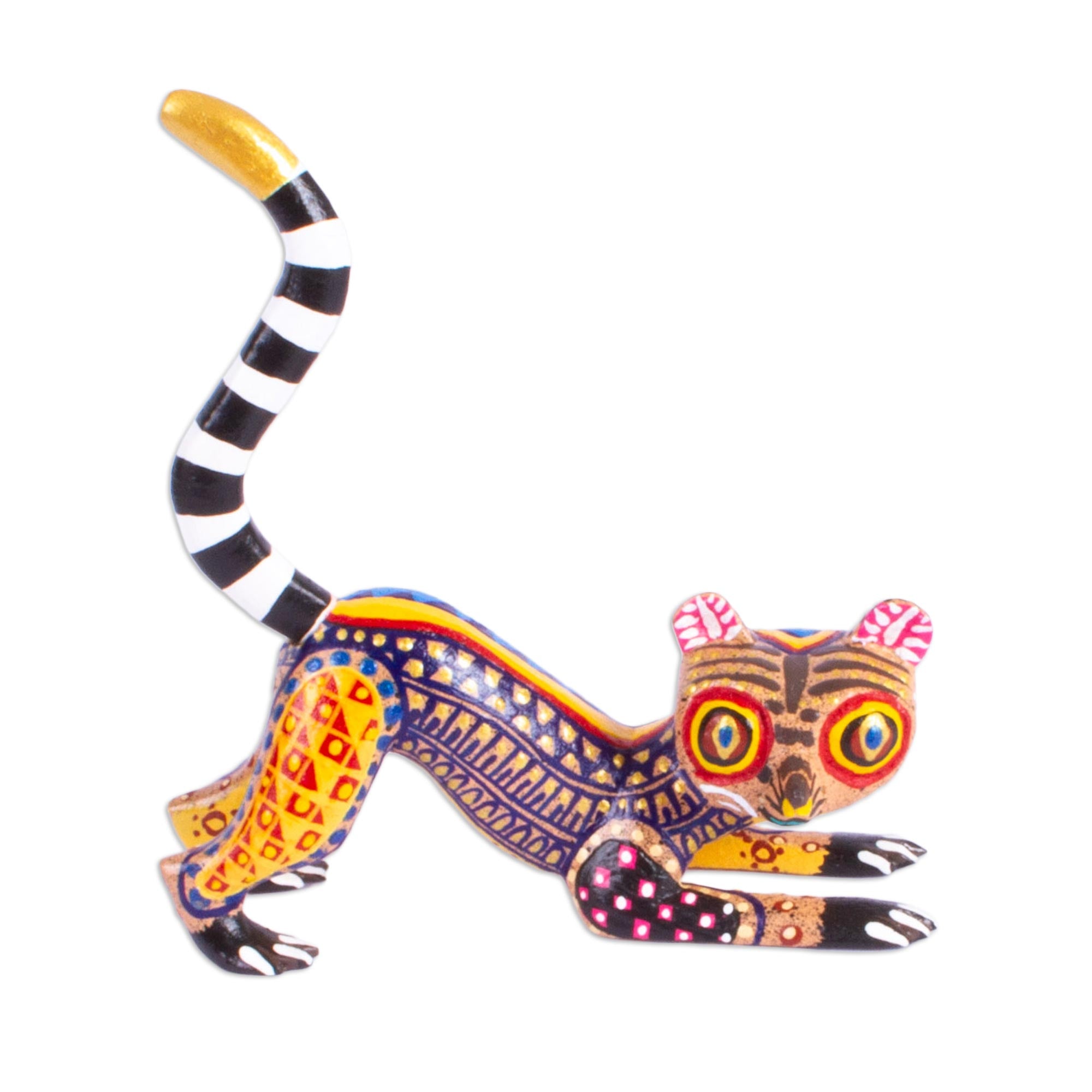 Premium Handcrafted Lemur Alebrije Art Sculpture – Vibrant Oaxacan Folk Art