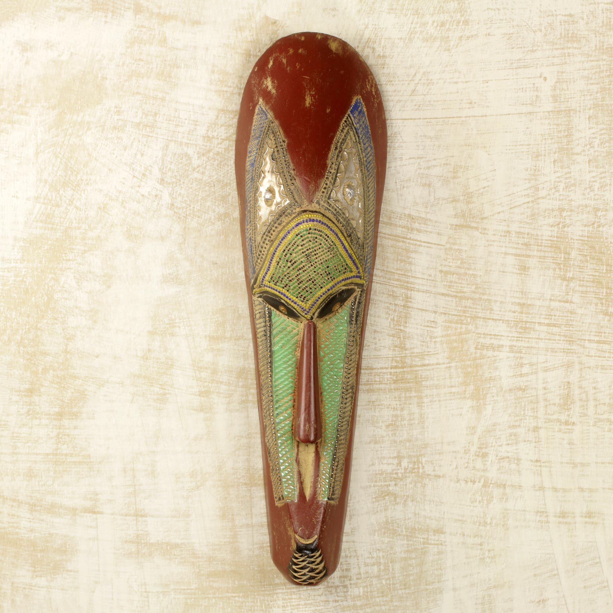 Premium Hand-Carved West African Wood Wall Mask - Authentic Ghanaian Art