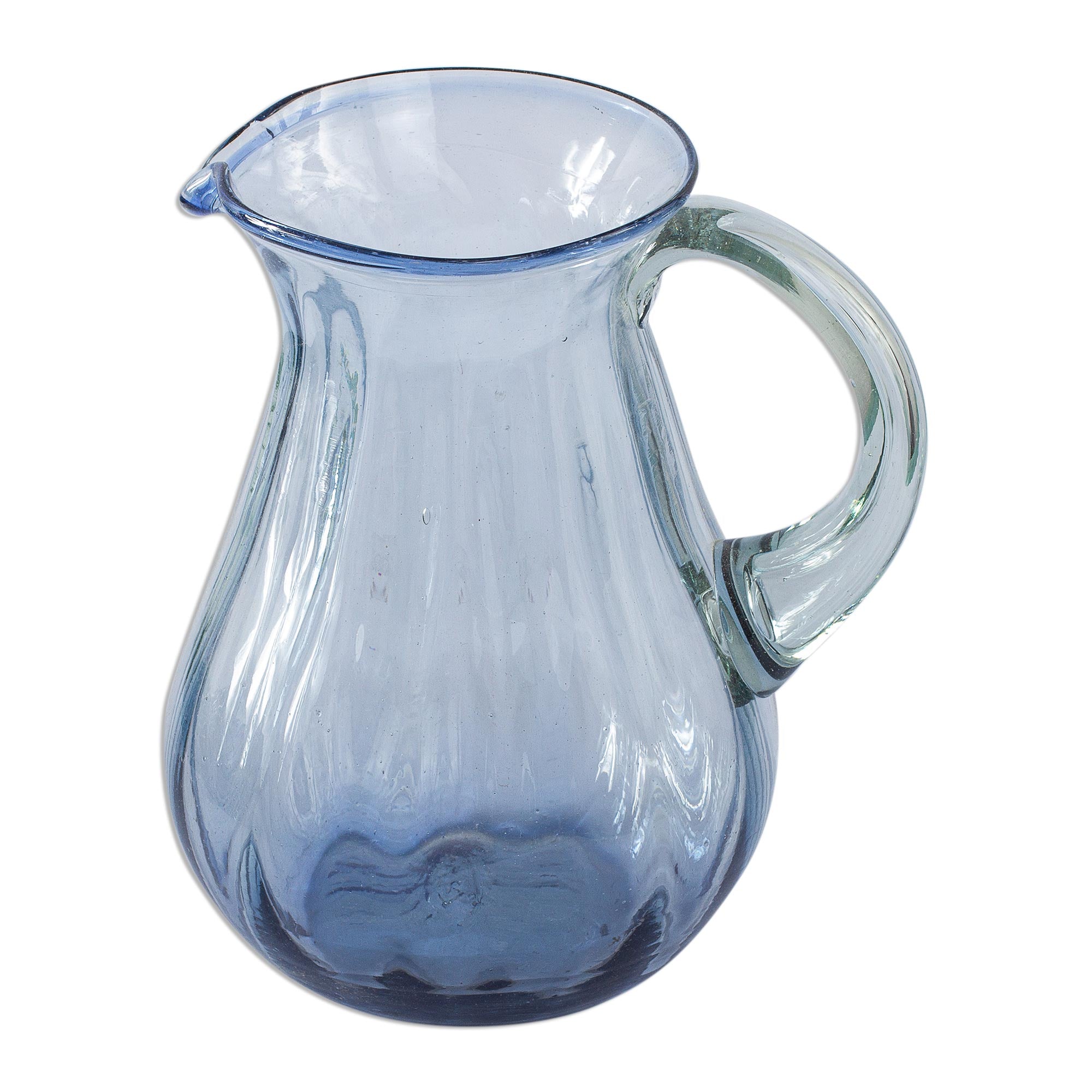 Premium Fiesta Azul Hand-Blown Recycled Glass Pitcher - Ultimate Table Upgrade