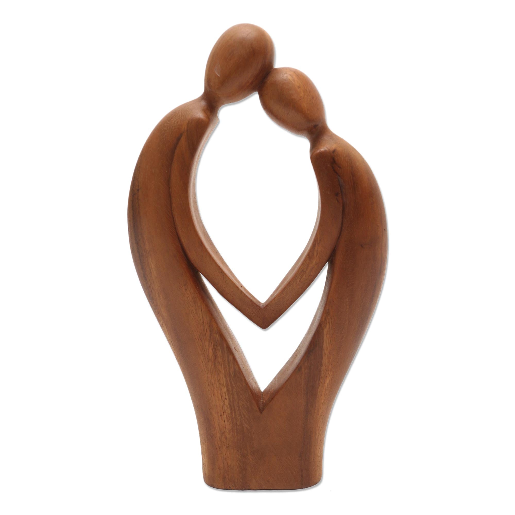 Premium Handcrafted Suar Wood Couple Sculpture - 'Commitment'