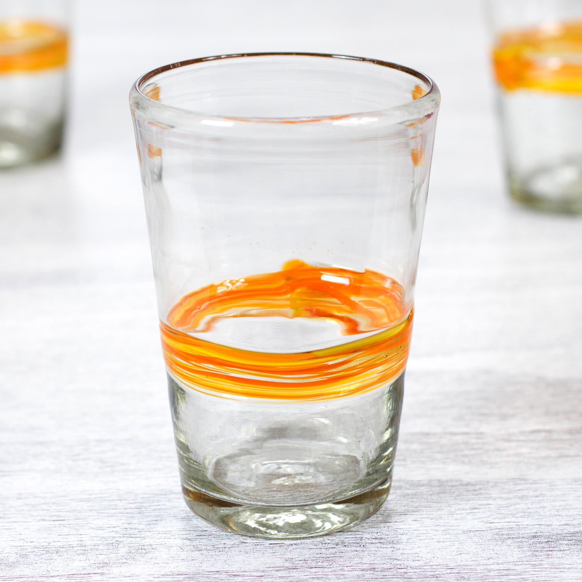 Premium Handblown Glass Sunshine Striped Tumblers - Set of 6