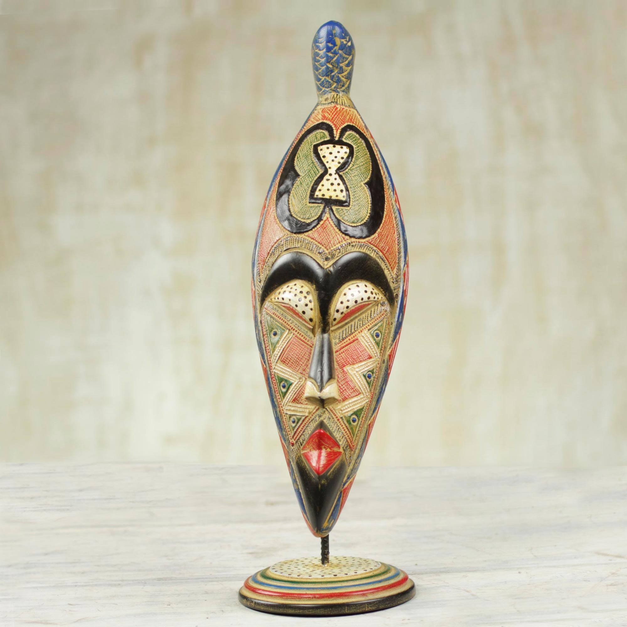 Premium Handcrafted African Sese Wood Mask - Unity & Strength Art Piece