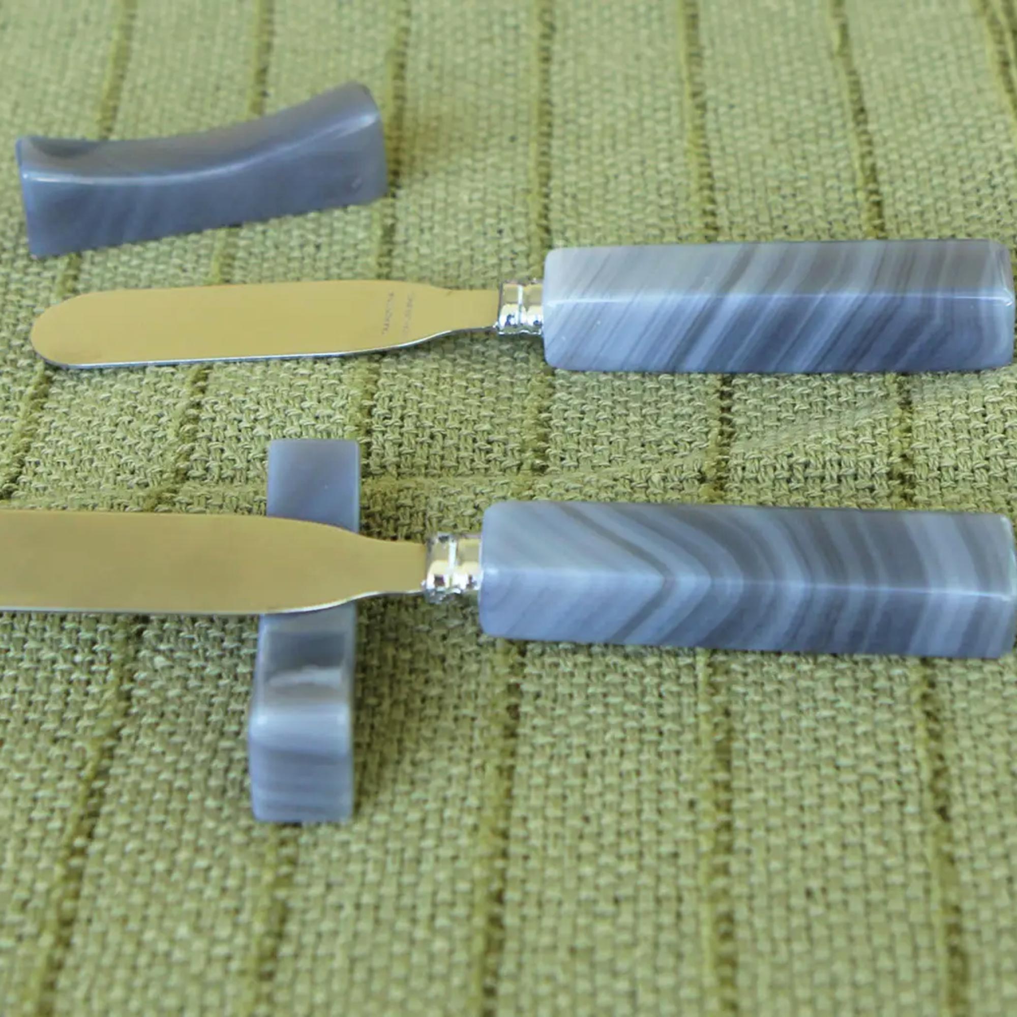 Premium Hypnotic Gray Agate Spreader Knives & Rests Set - Ultimate Kitchen Upgrade