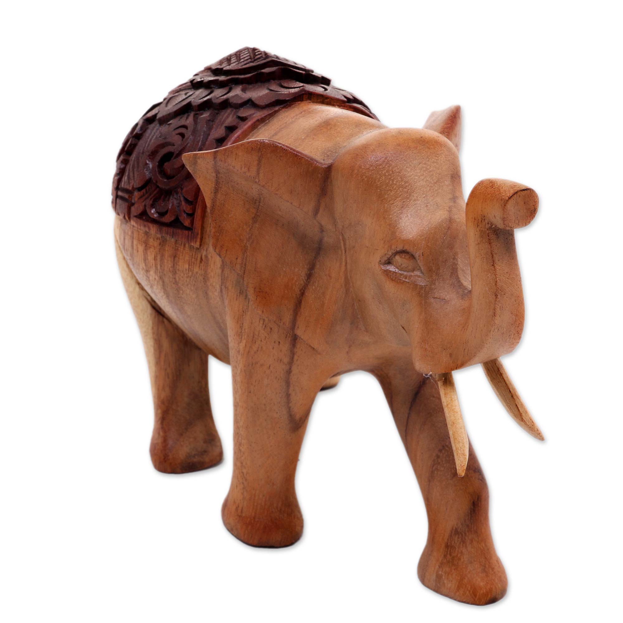 Premium Hand-Carved Elephant Parade Statue - Elegant Suar Wood Art