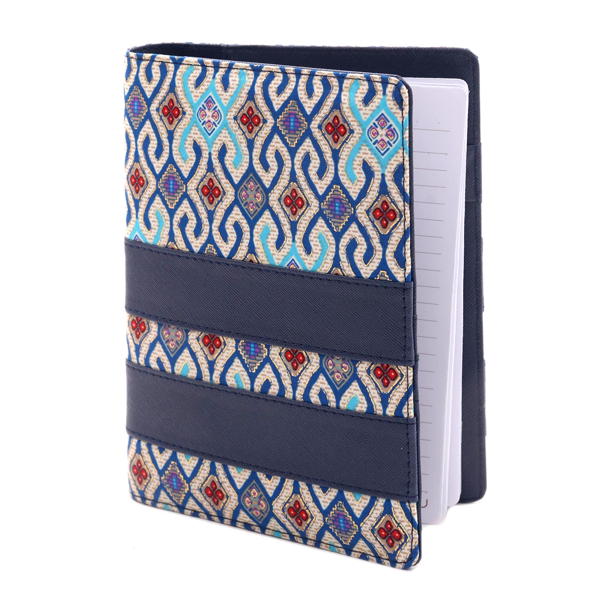 Premium Peacock Blue Faux Leather Planner - Ultimate Organizer with Cotton Print