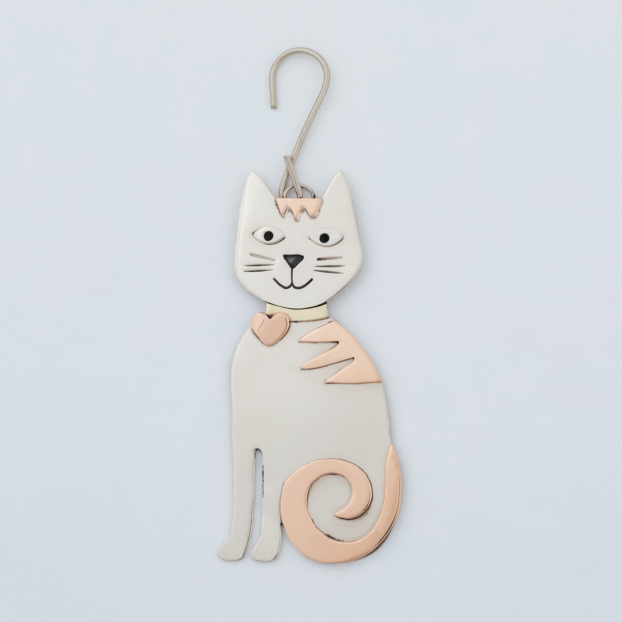 Premium Handcrafted Whiskers & Stripes Cat Ornament - Fair Trade Holiday Decor
