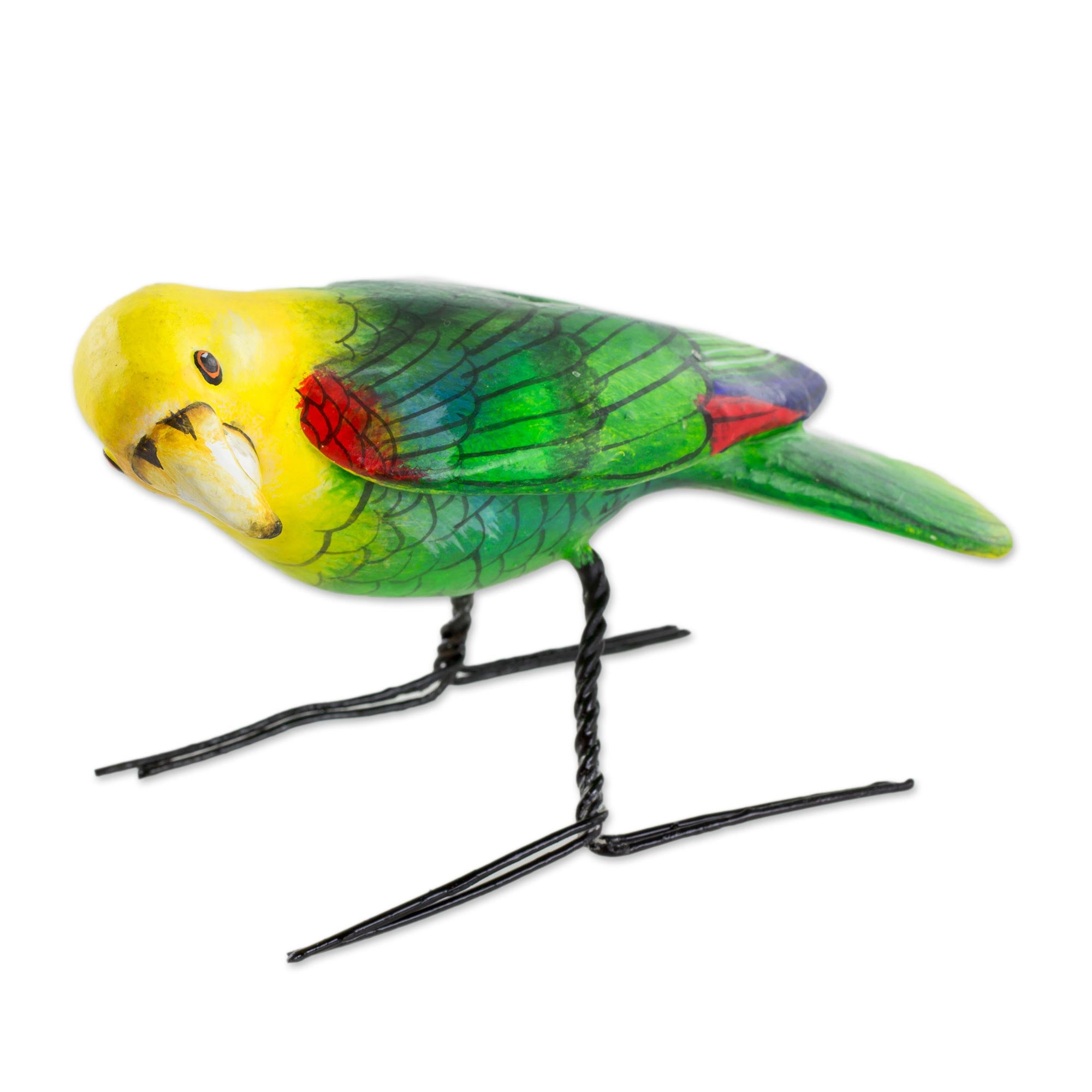 Premium Handcrafted Yellow-Headed Parrot Ceramic Figurine by Artisan Mauricio Morales