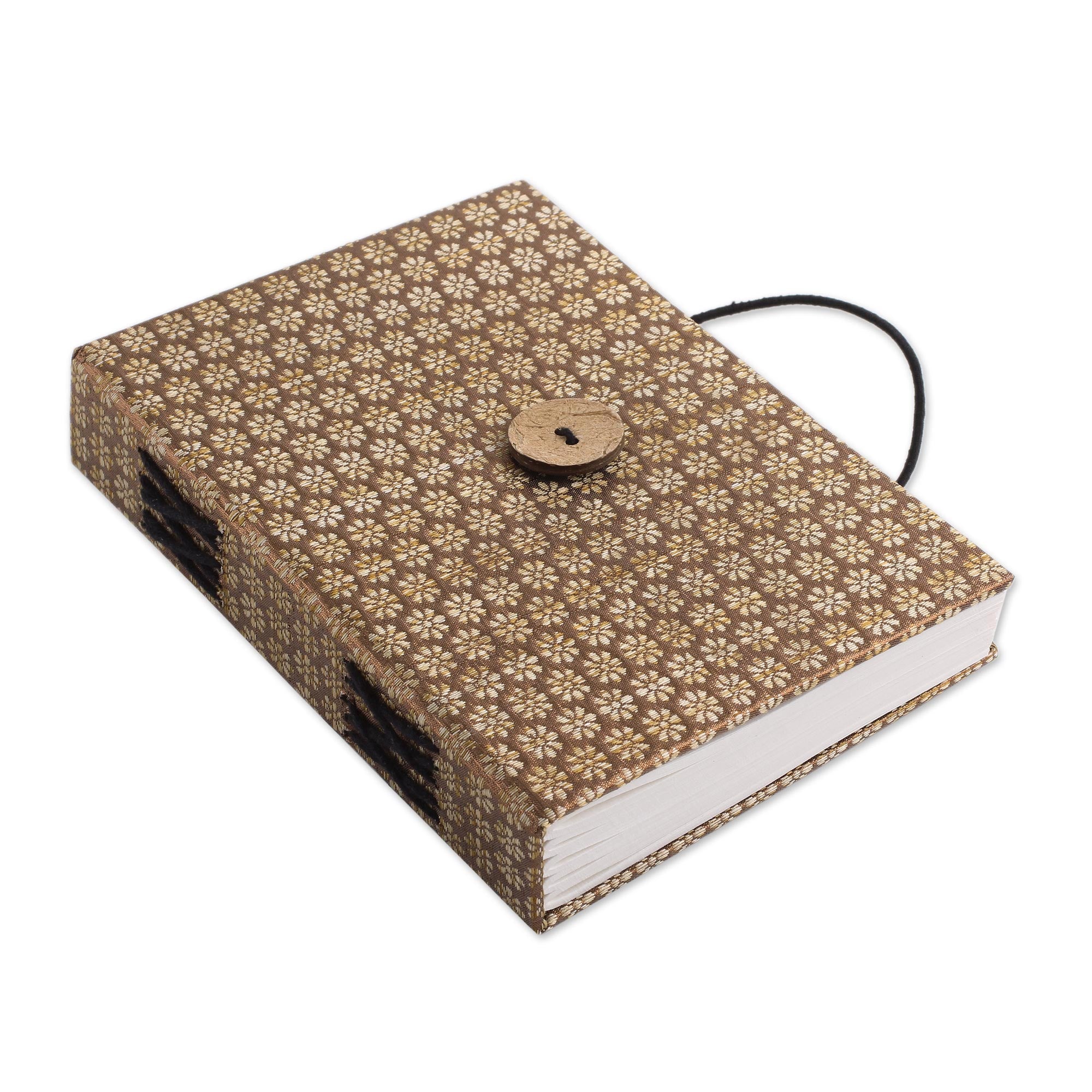 Premium Sepia Royal Elegance Indian Brown Brocade Journal - Handcrafted 100-Page Notebook