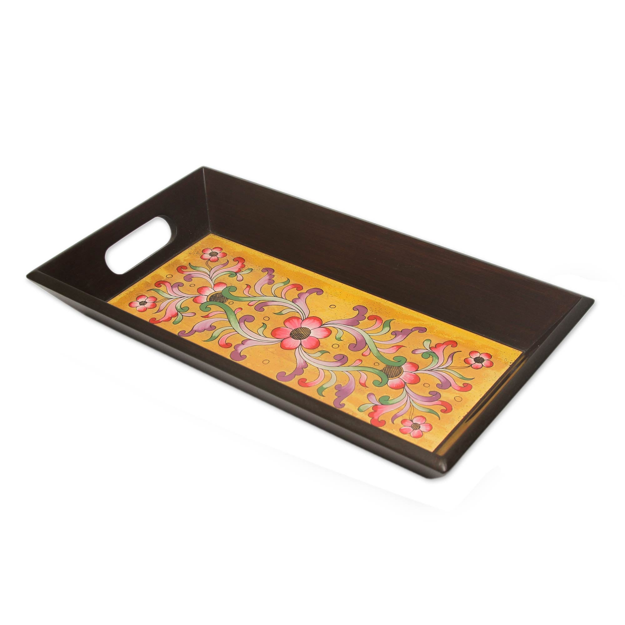 Premium Blushing Blooms Handcrafted Glass Tray