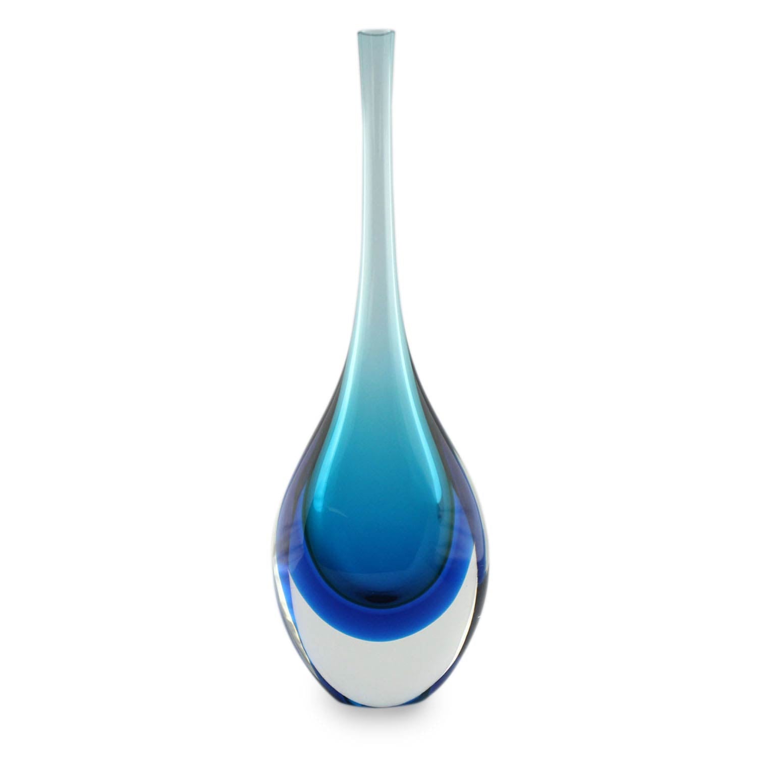 Premium Levitating Sky Blue Art Glass Vase - Murano Inspired