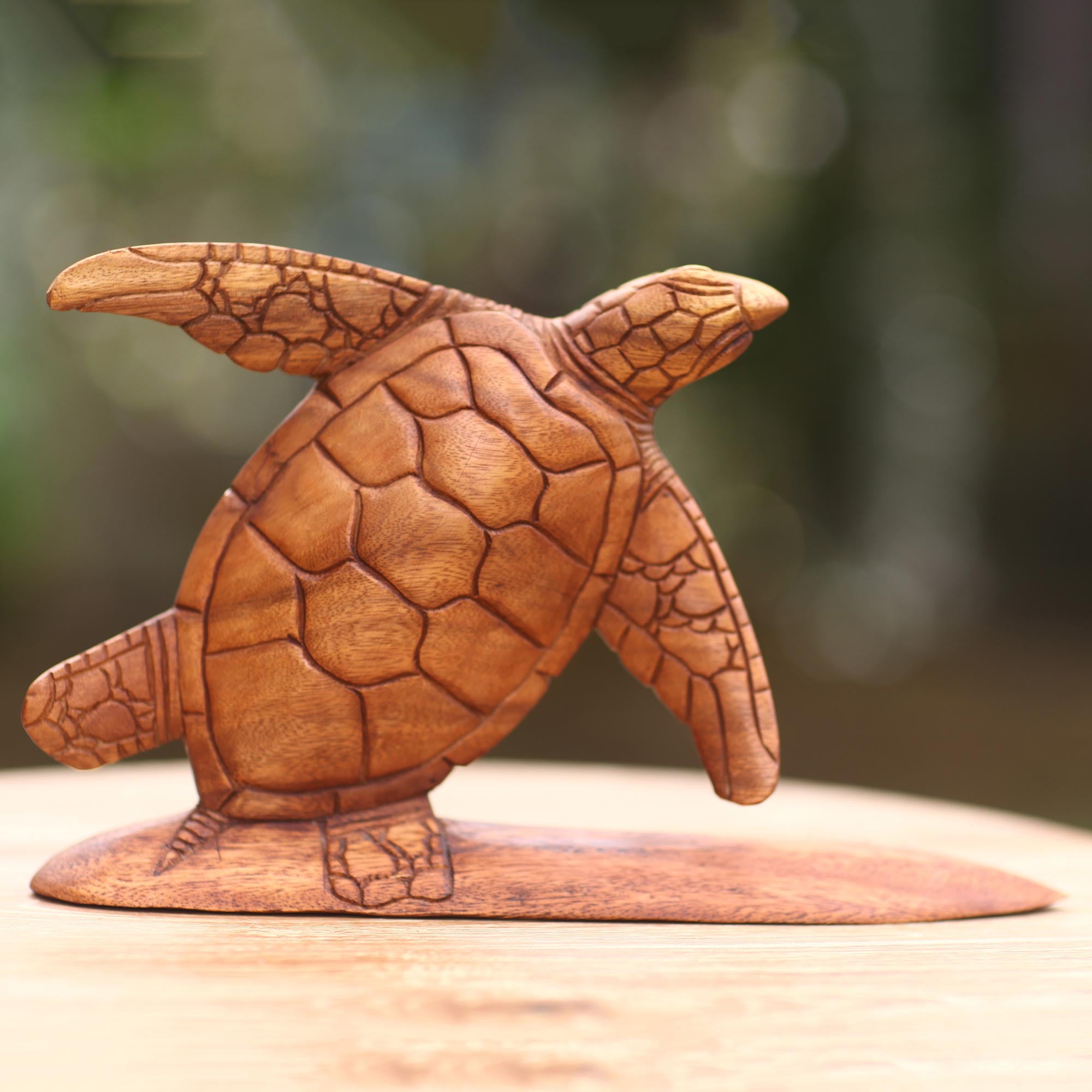 Premium Hand-Carved Surfer Turtle Sculpture – Bali Artisan Crafted